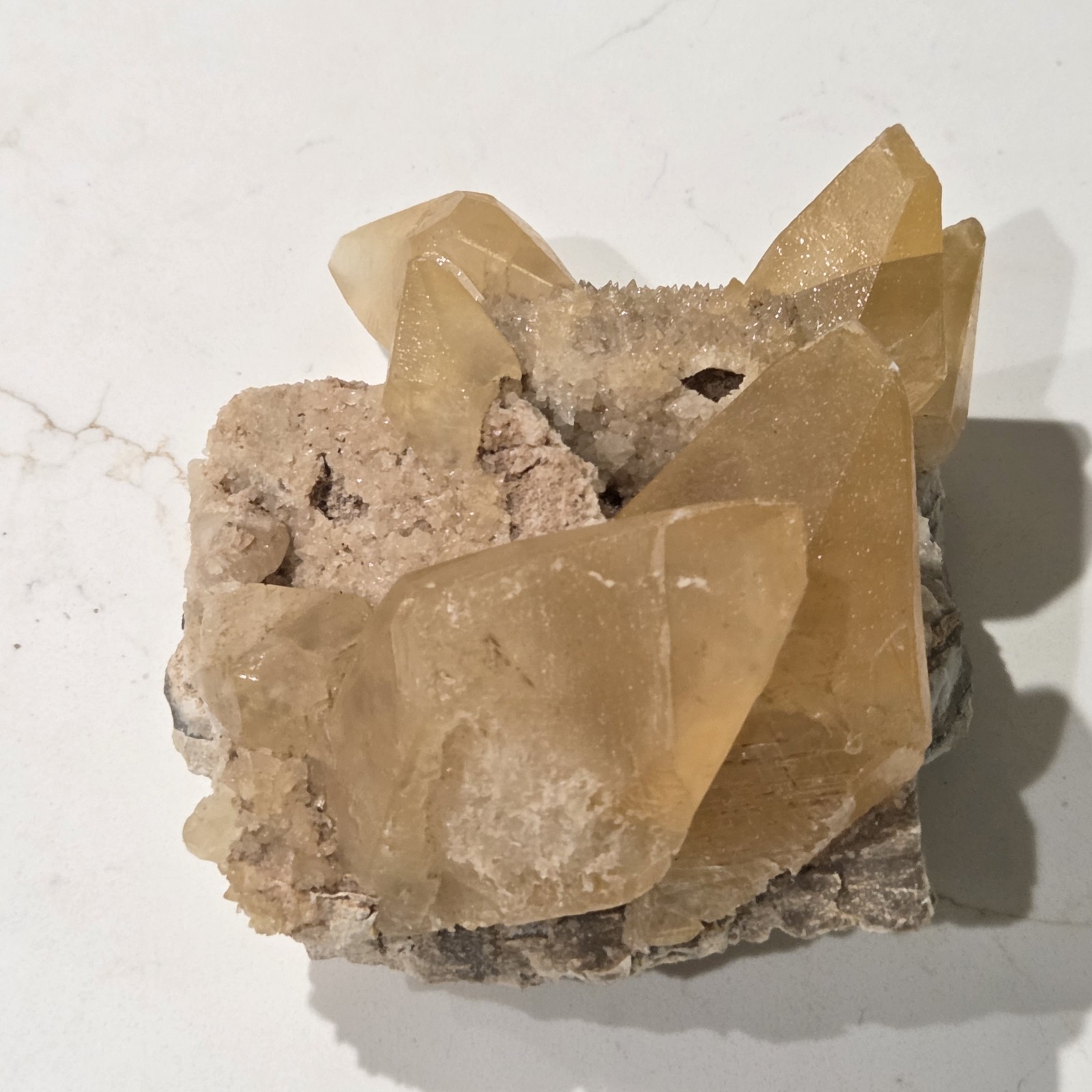 CALCITE ON BARITE NALLY GIBSON QUARRY, 6 IN & 978G. PRE-OWNED