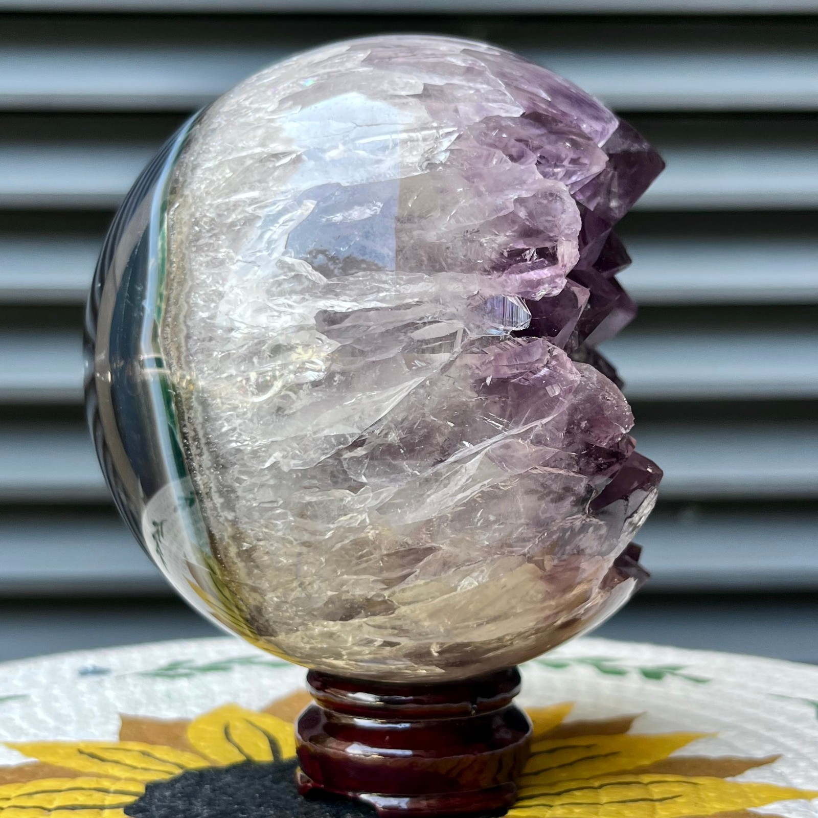 4.2 lb Amethyst Geode Crystal Sphere Natural Druzy Ball Agate Display Art Decor
