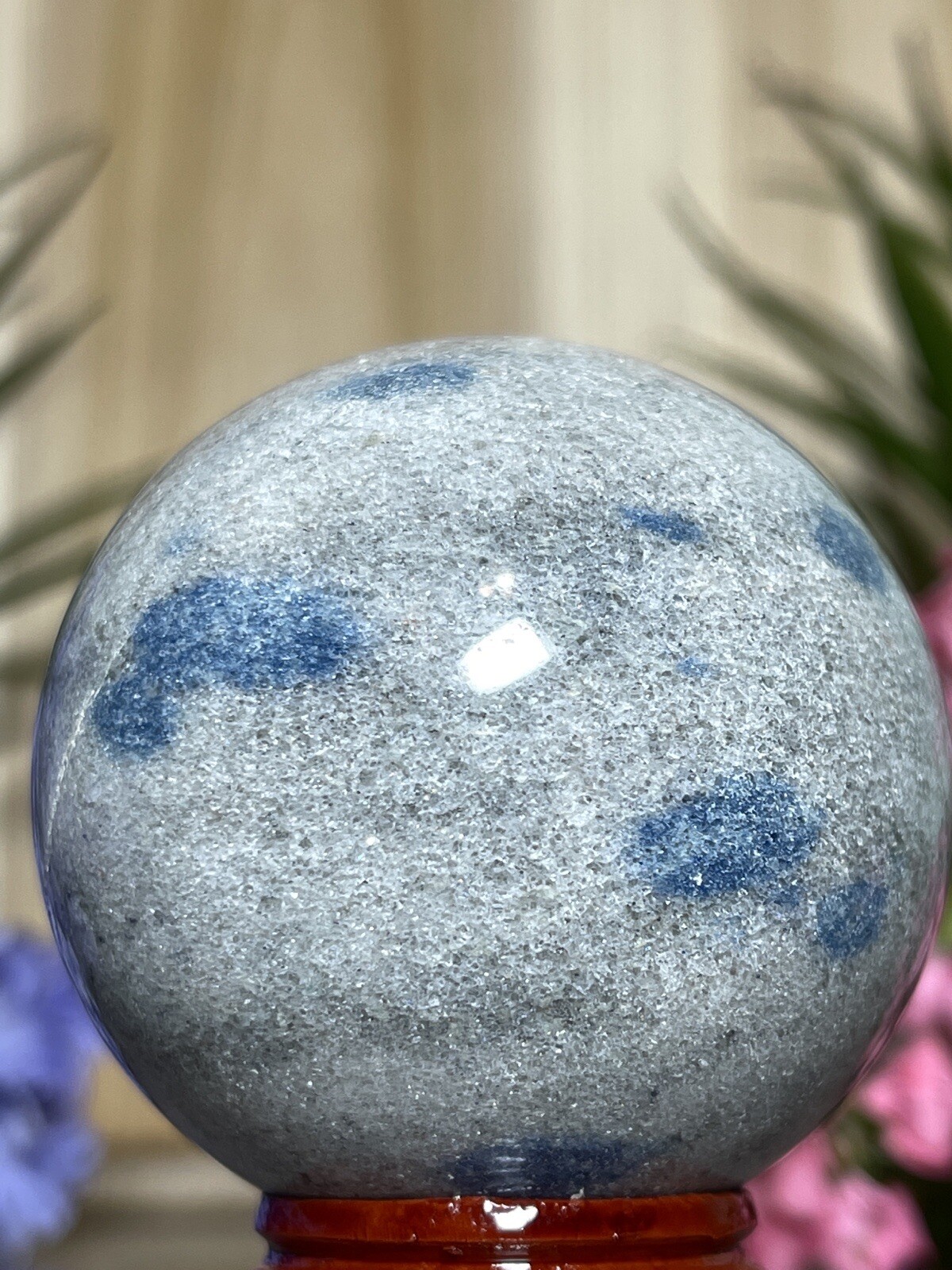 Cleavelandite Apatite SPHERE – Mineral Blue Grey Crystal Witch Stone Not K2