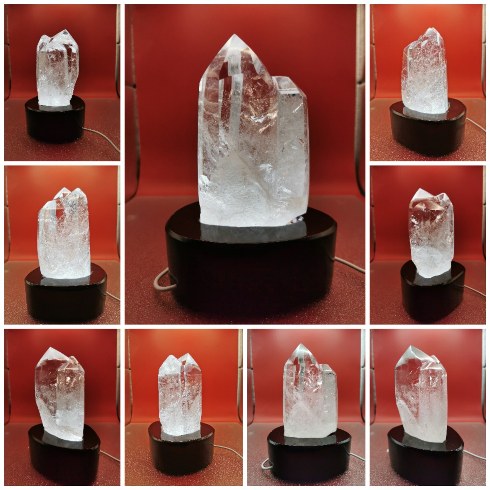 Natural Clear Quartz Double Point Obelisk Crystal With Custom Light Stand 2+LB
