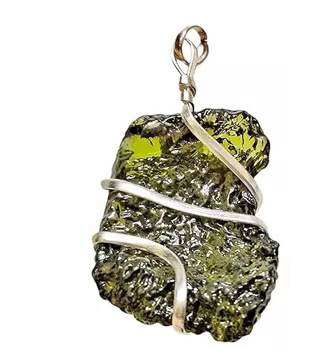 Natural Certified Moldavite Pendant Necklace From Czech Republic/Raw Moldavite