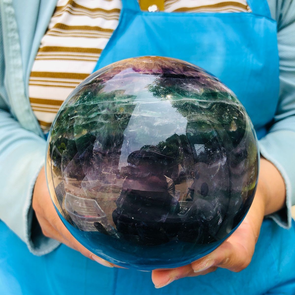 6.13LB Natural Crystal Rainbow Fluorite Sphere Display Ball Reiki Healing