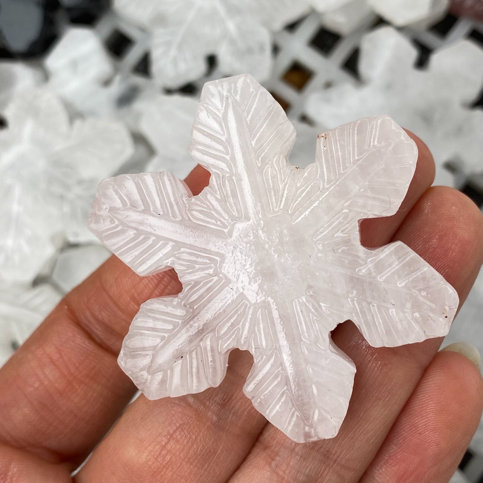 TOP Natural Gypsum Selenite snow Hand Carved Quartz Crystal Reiki healing 1PC