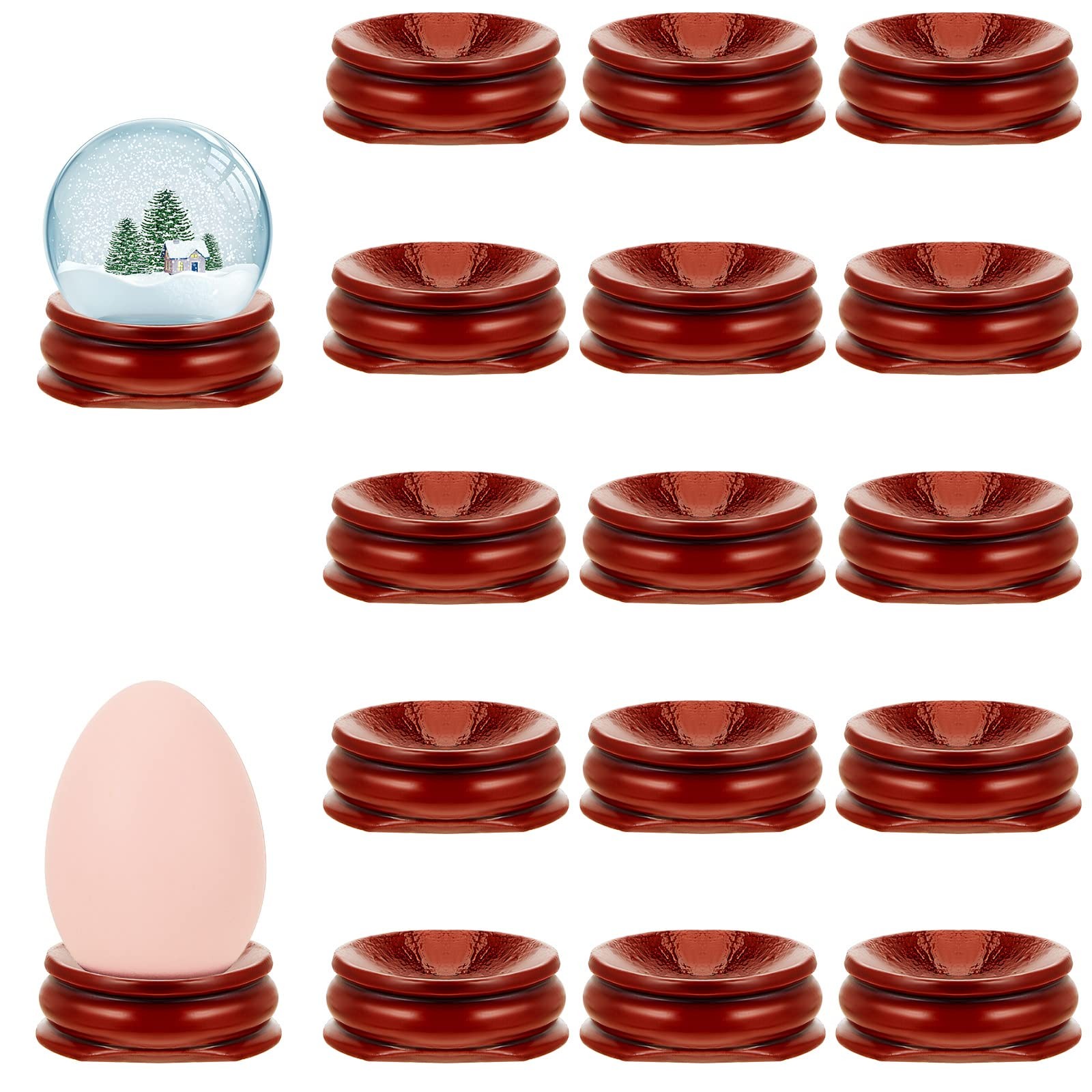 Taiyin 15 Pcs Sphere Stands for Display Crystal, Crystal Holder Wood Egg Ball…