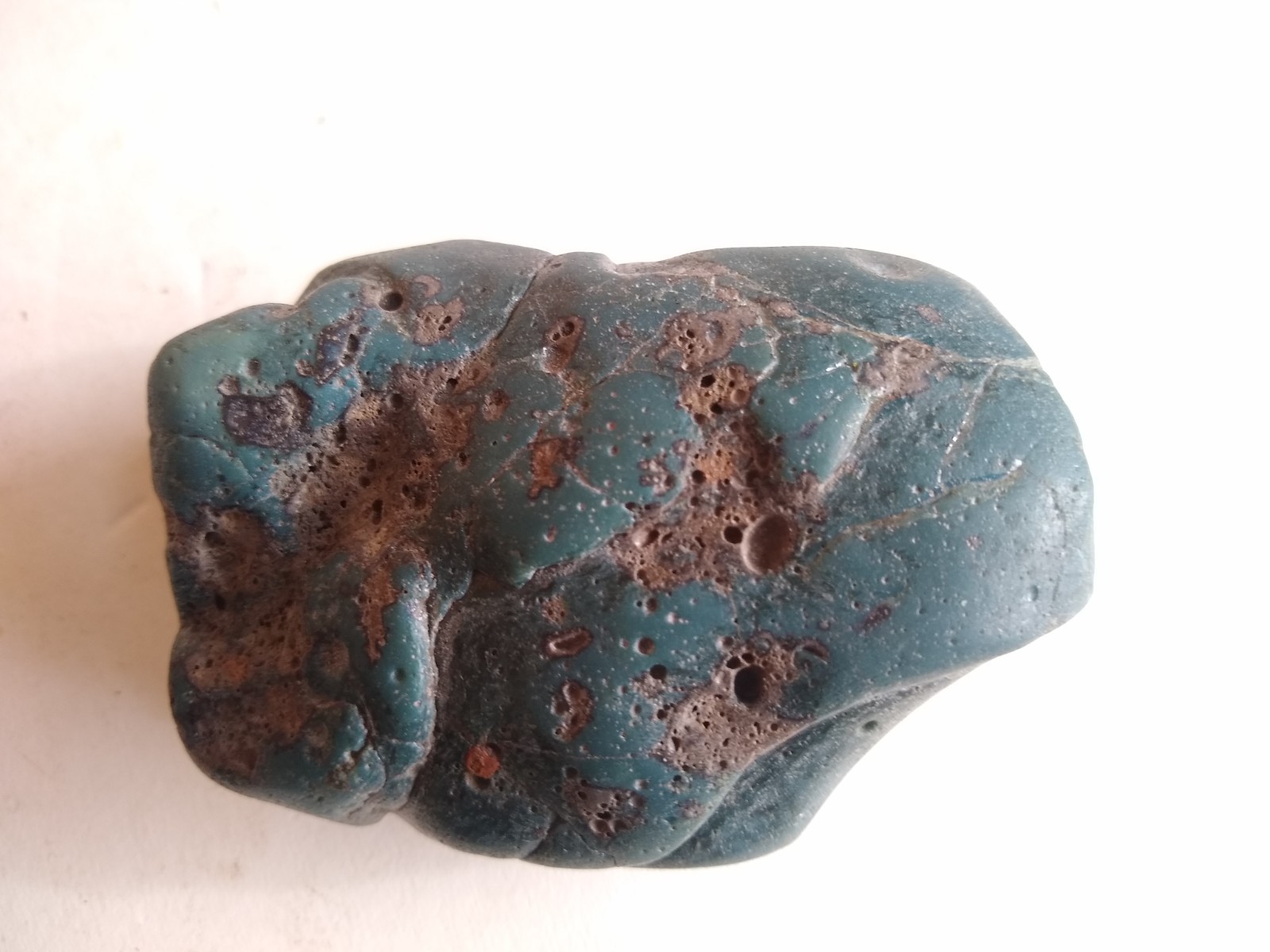 Large Michigan Leland Slag Glass Blue Scholar Stone w/ Base. Exceptional & Rare.
