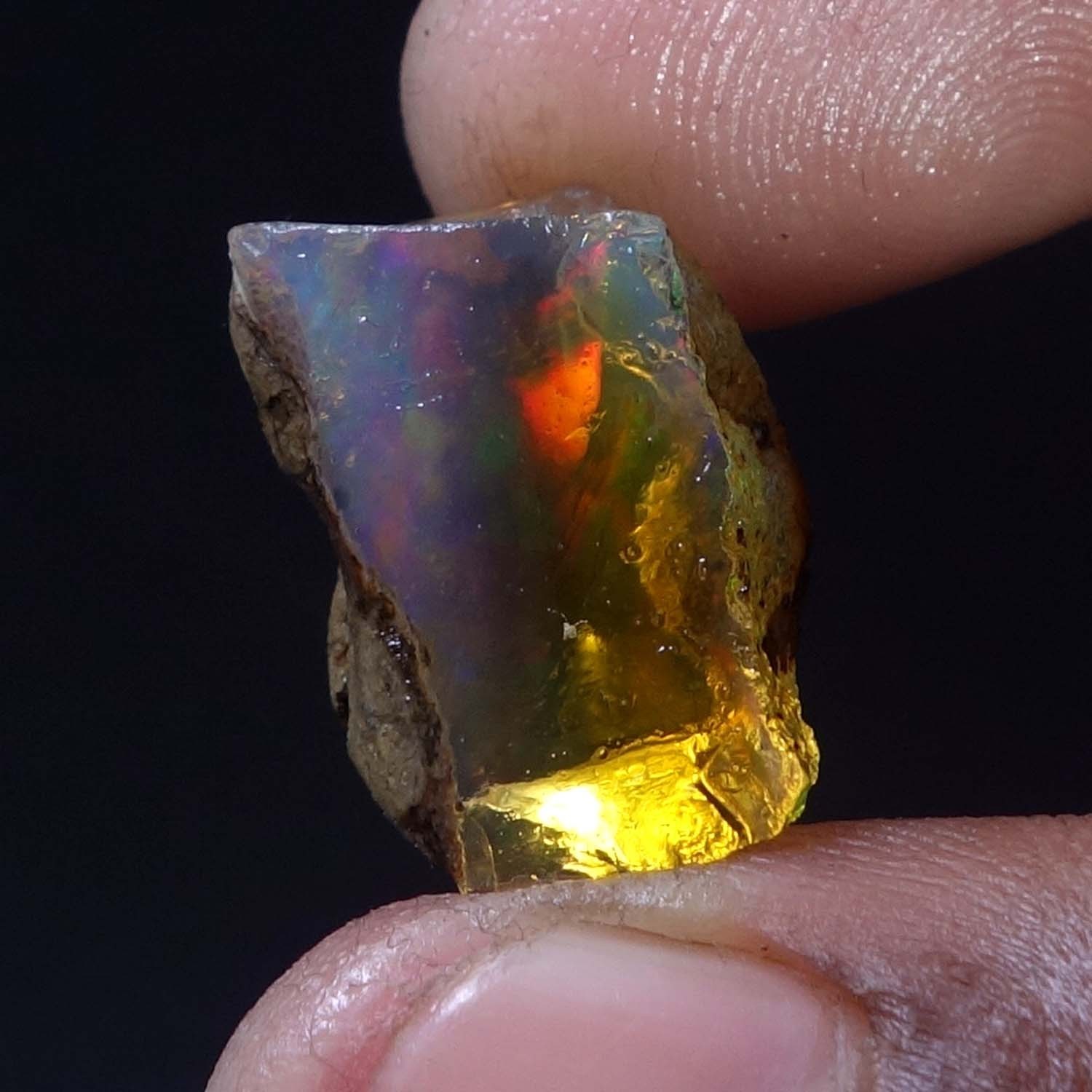 Natural Ethiopian Loose Rough Raw Opal Gemstone Multi Fire Oil Rough 16.60 Carat