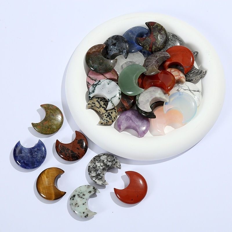 10PCS Natural Mixed material moon palm Reiki Crystal Quartz Healing Decorate