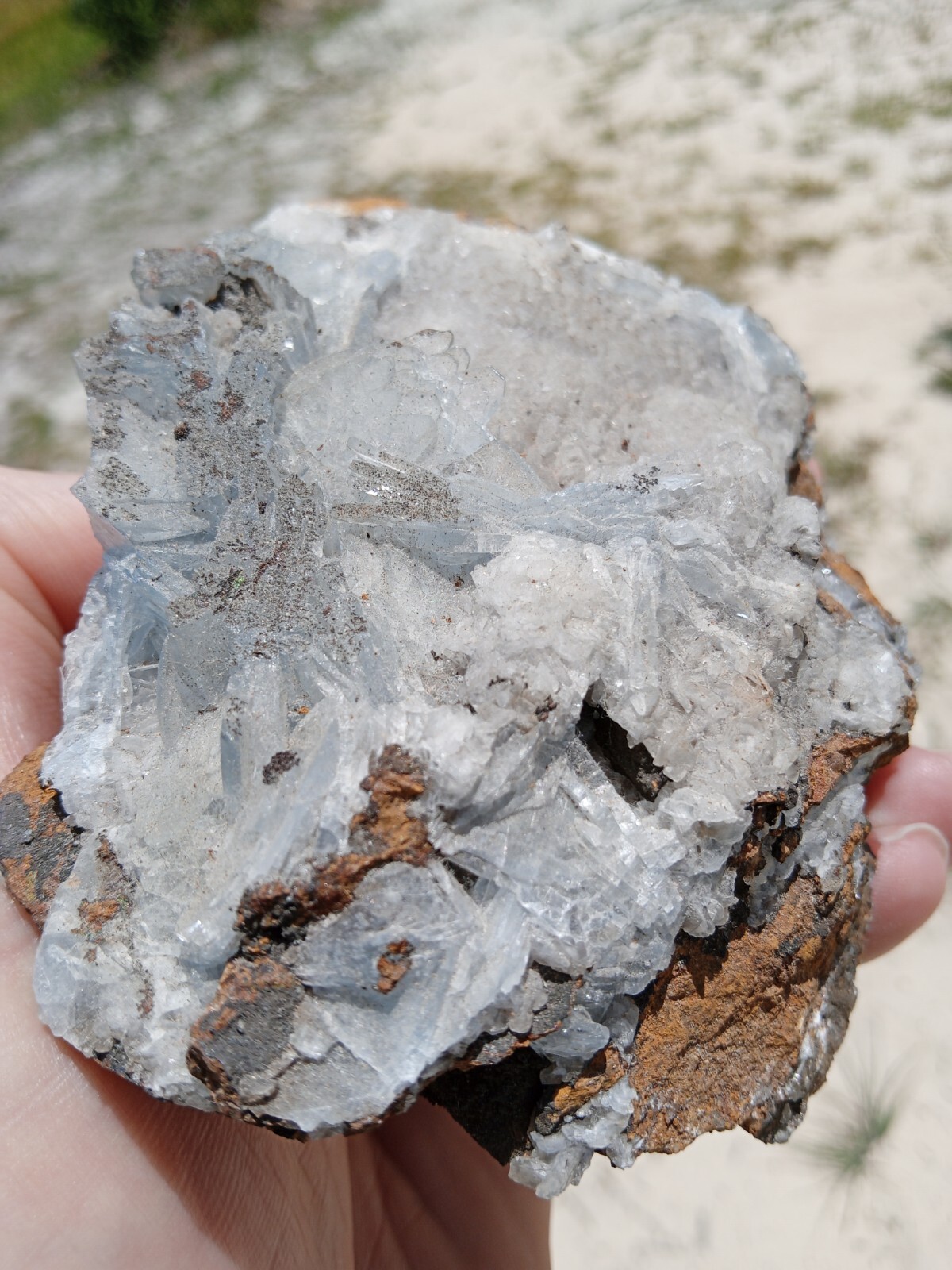 Beautiful Blue Barite Specimen! Sidi Laheen Mine Morocco ! 3.75″! 14 Ounces!