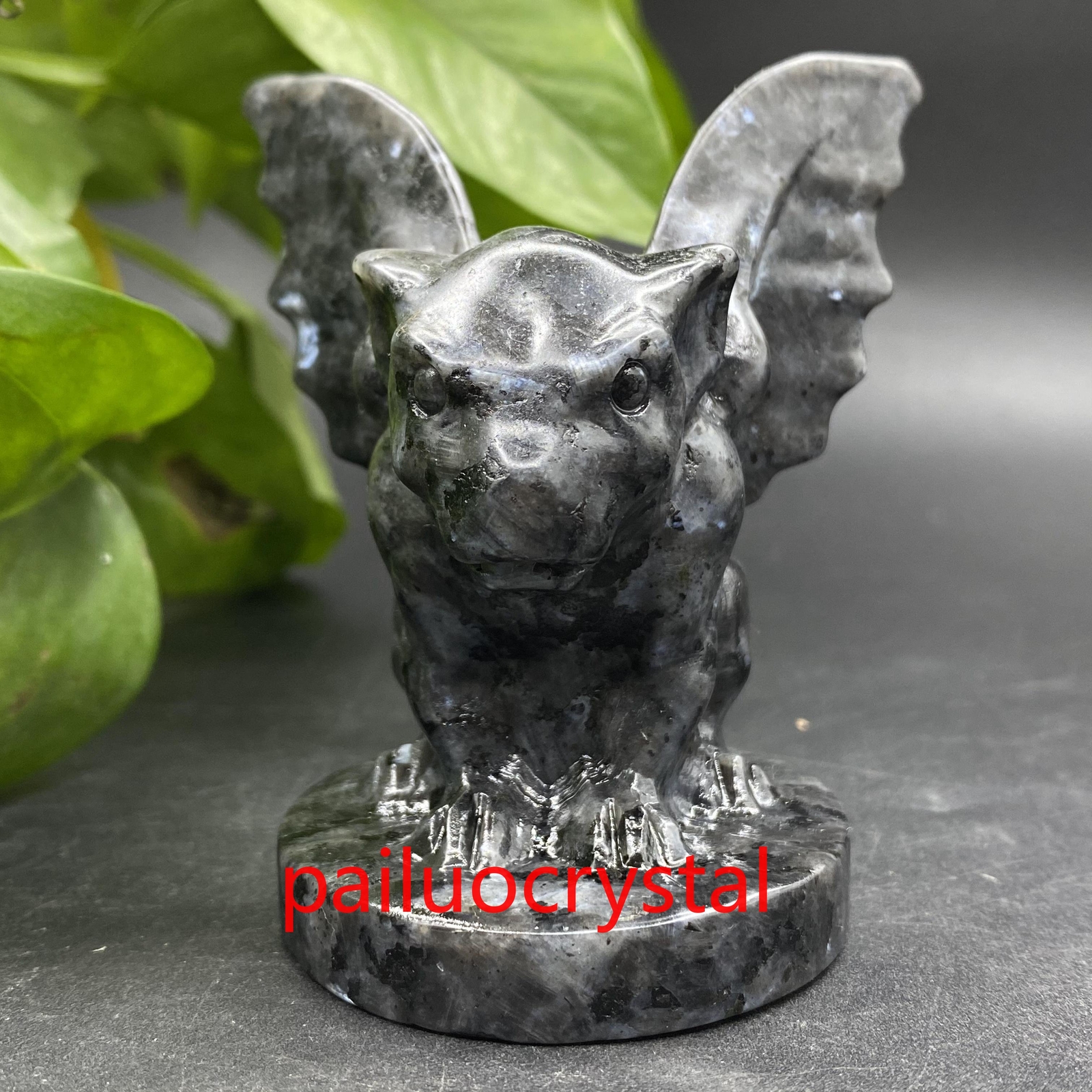200g+ 1pc Natural Specctrolite Gargoyle Quartz Crystal Skull Carved Figurines 3″