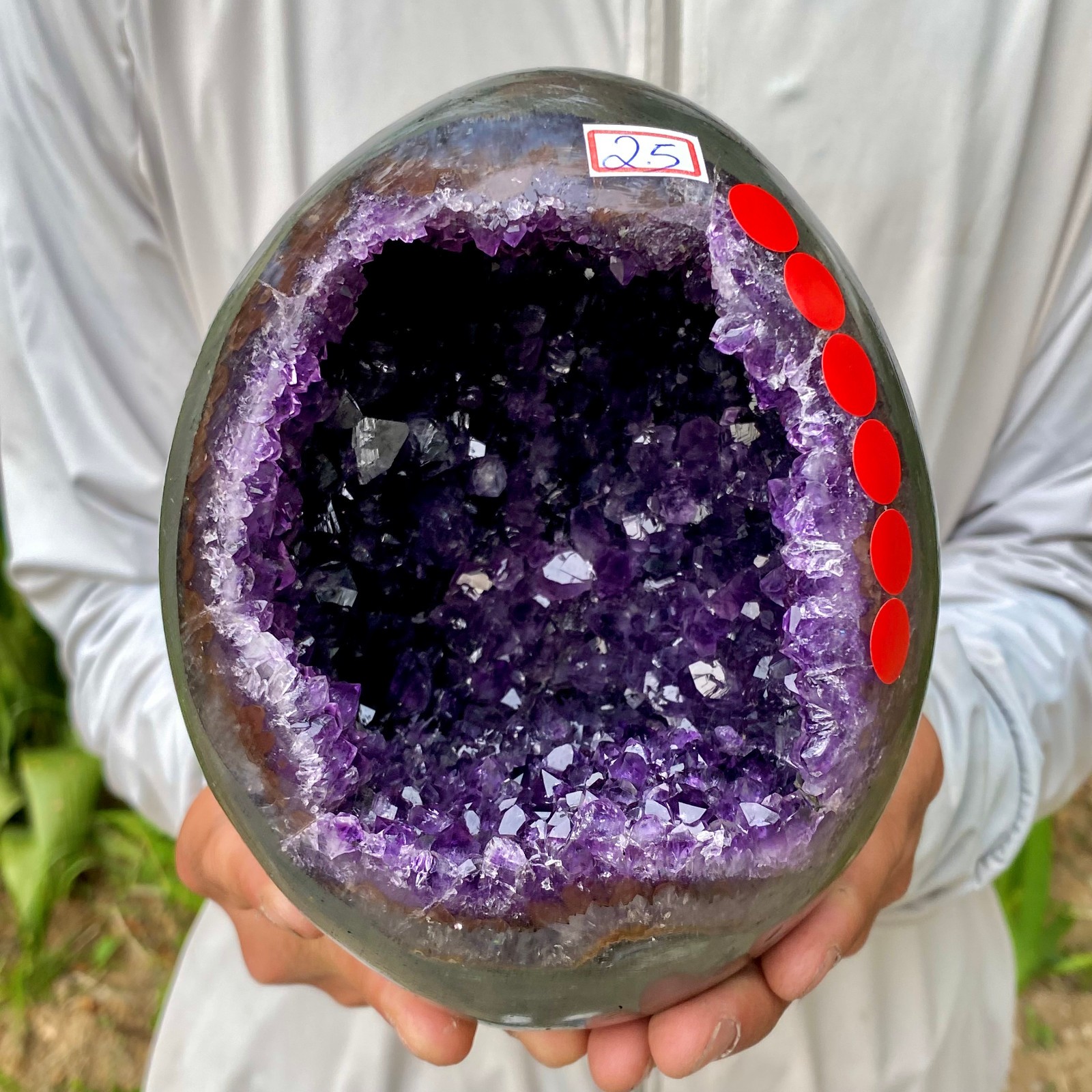 5.48LB Natural amethyst Dinosaur egg Quartz Crystal specimen healing