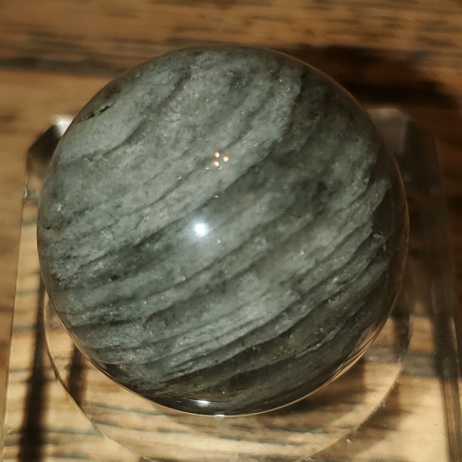 Amphibole Scenic Thousand Multi Layer Quartz Sphere Ball Orb Marble 22.5mm, 20g