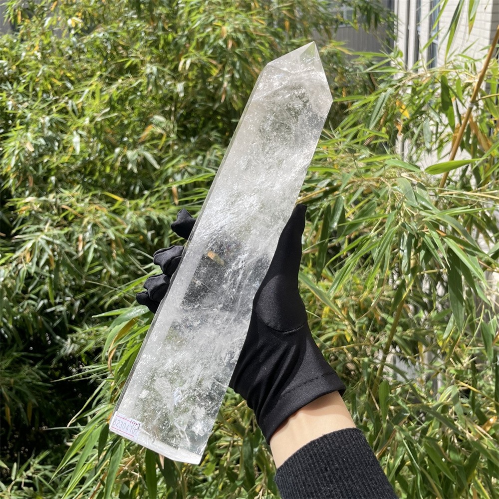 3.7LB 12.6″ Natural A++ Clear Quartz Obelisk Tower Crystal Reiki Decor Rainbow