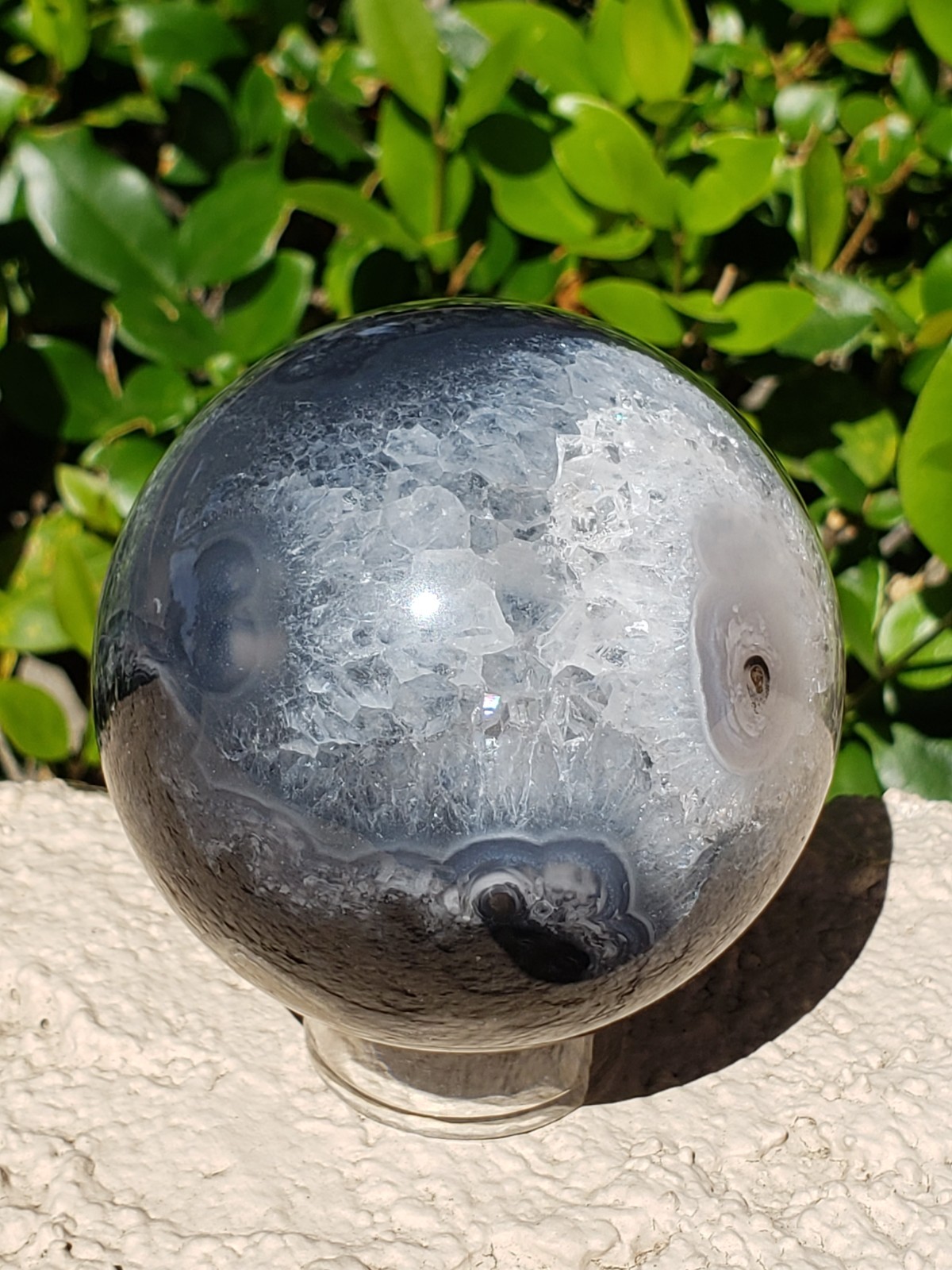 2.63″ Volcano Agate Quartz Crystal Sphere Ball Orb Stunning Green UV, 400g