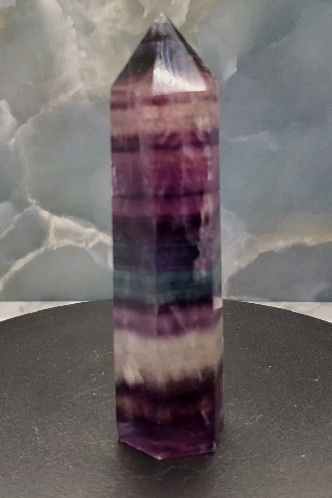 Natural Fluorite Generator / Obelisk, 3.37″ (Fluorite Tower, Rainbow Fluorite)