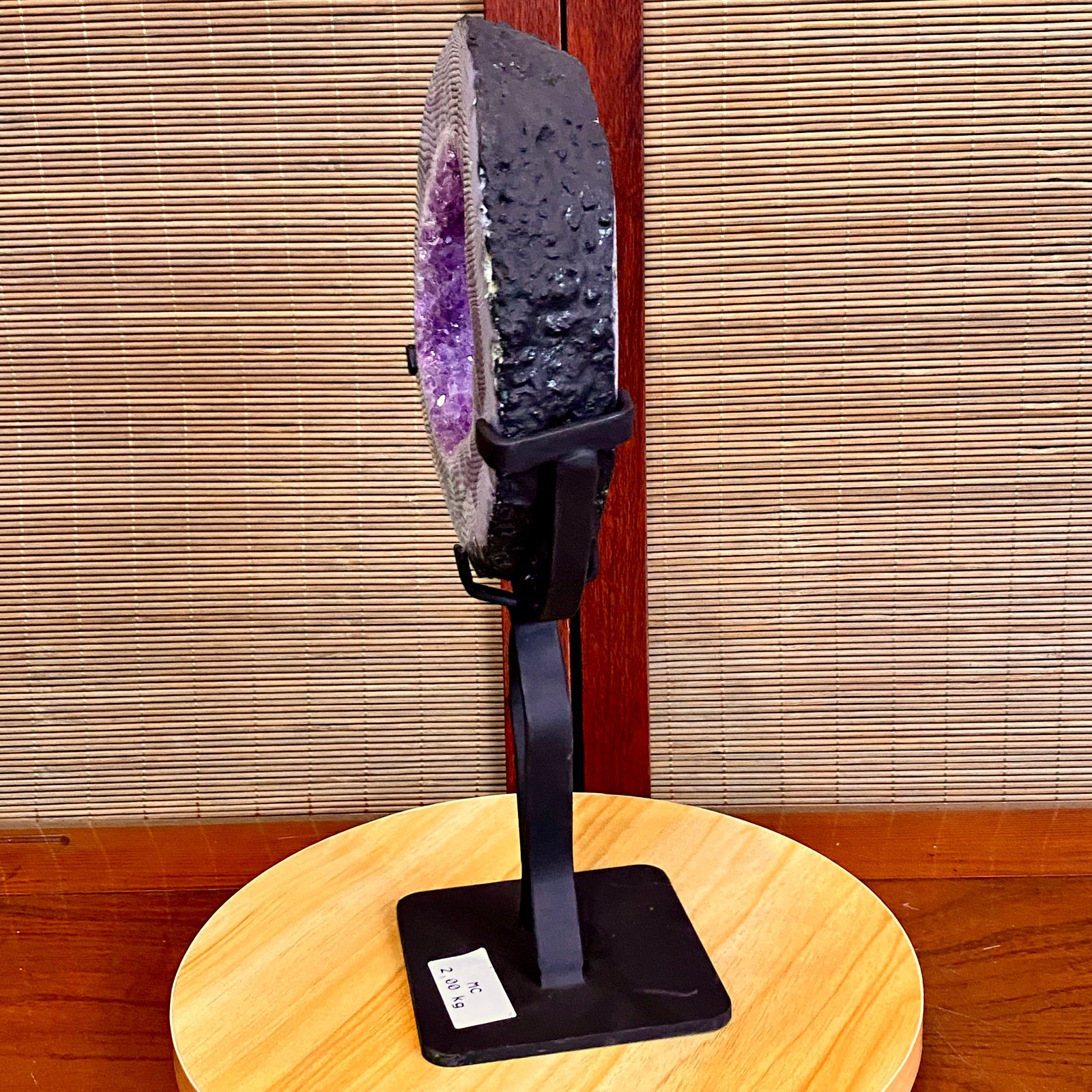 4.4LB Natural Amethyst Cave Crystal Slice Crescent shaped Hand Cut Repai