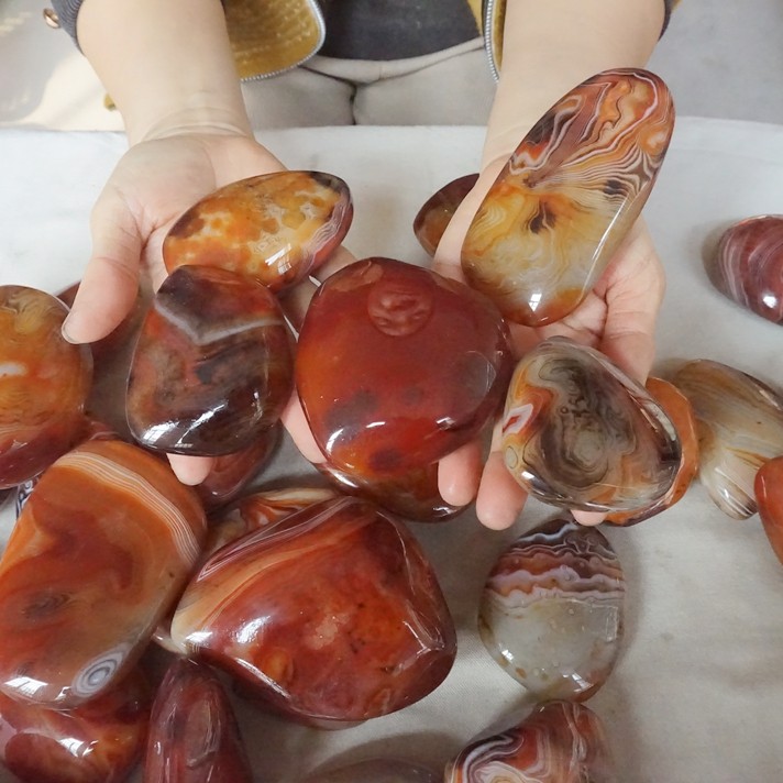 5Kg 11LB 28Pcs Natural Band Sardonyx Carnelian Agate Crystal Palm Stone Healing