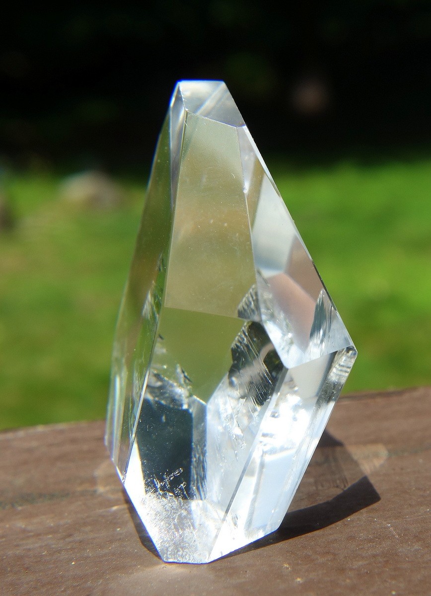 Polished Lemurian Quartz Free Form Crystal with Rainbow