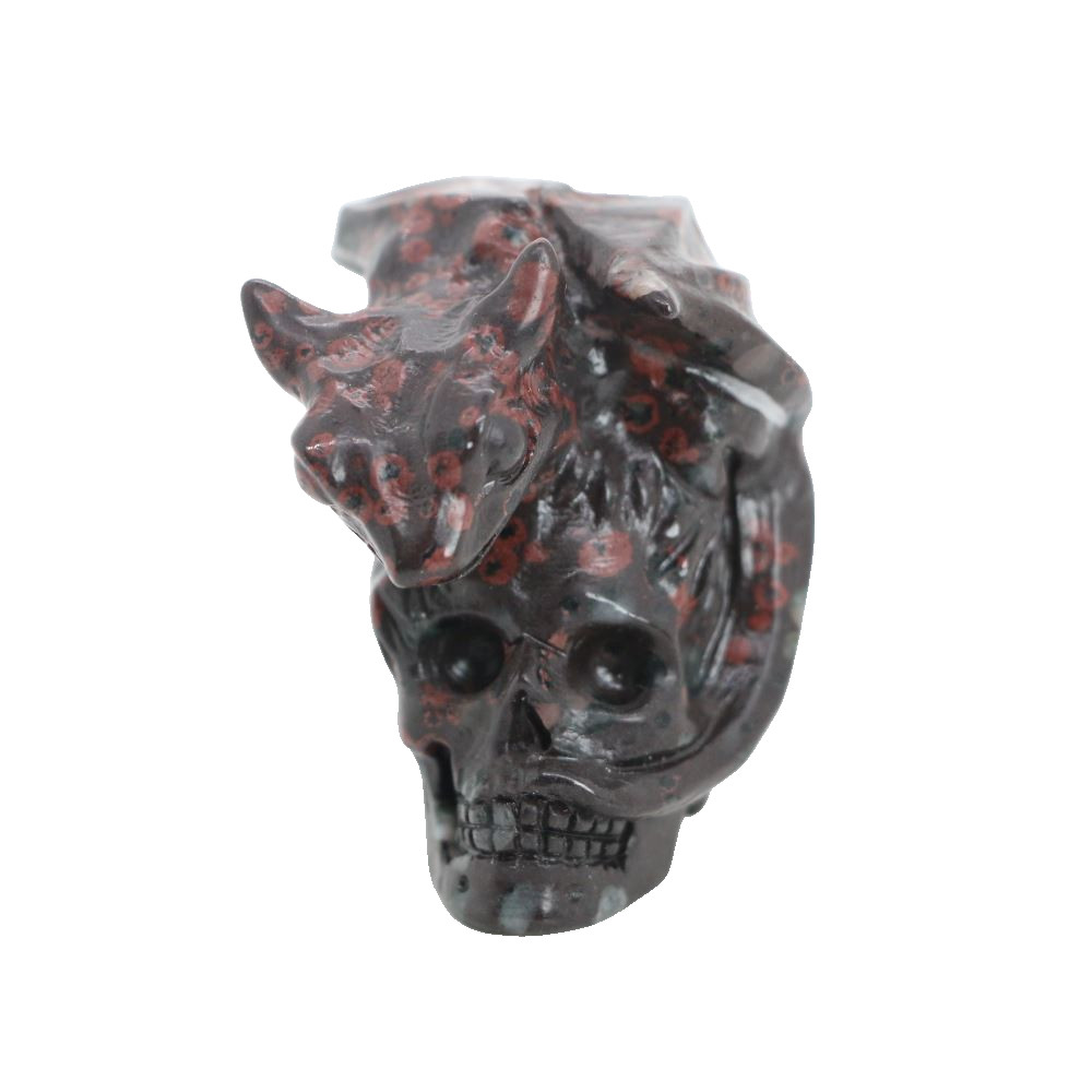 1.8″ PLUM FLOWER STONE Carved Dragon Crystal Skull Realistic Crystal Healing