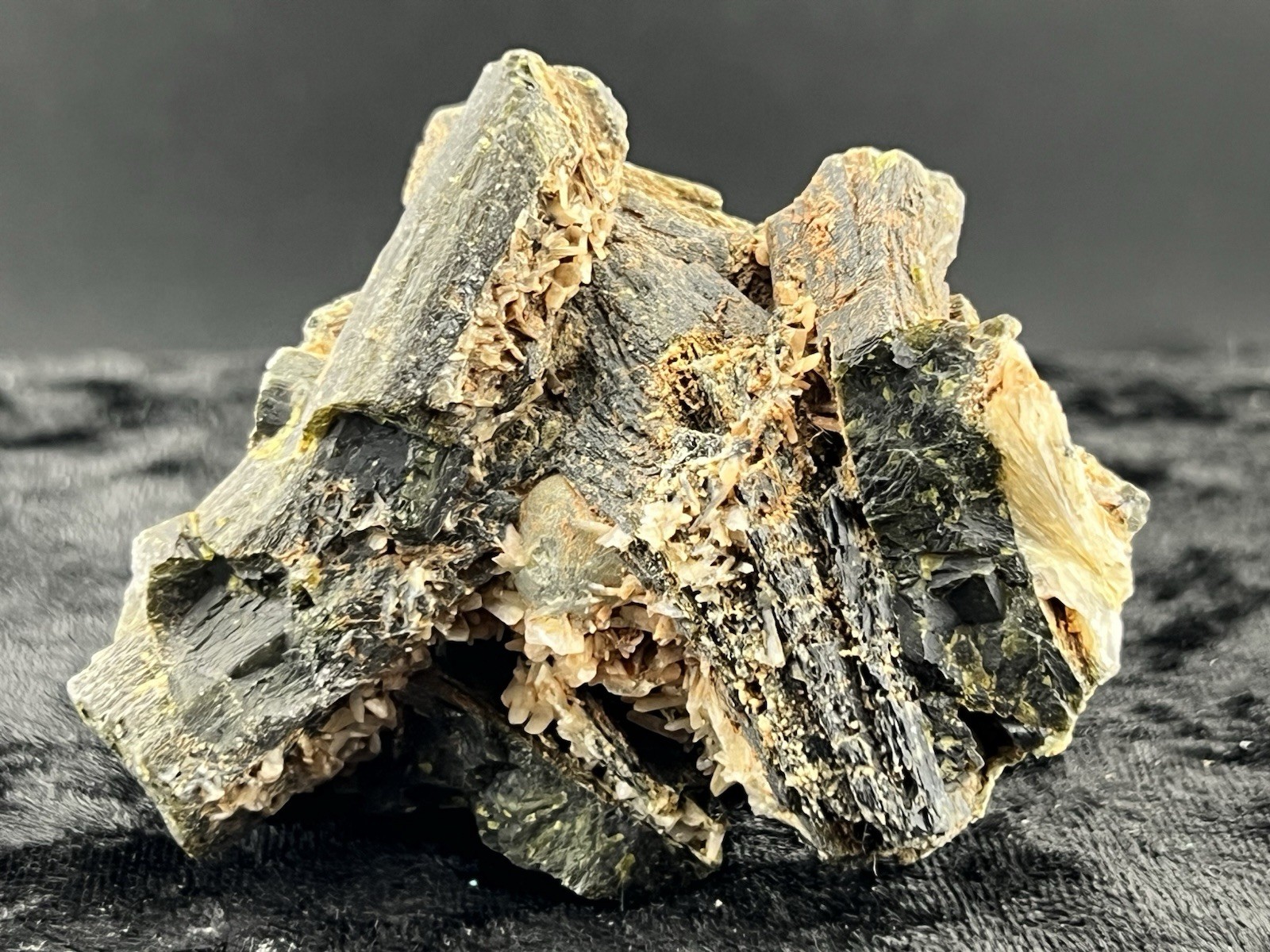 Epidote Crystal Cluster with Prehnite Nodules, Kayes Region, Mali 166 g.