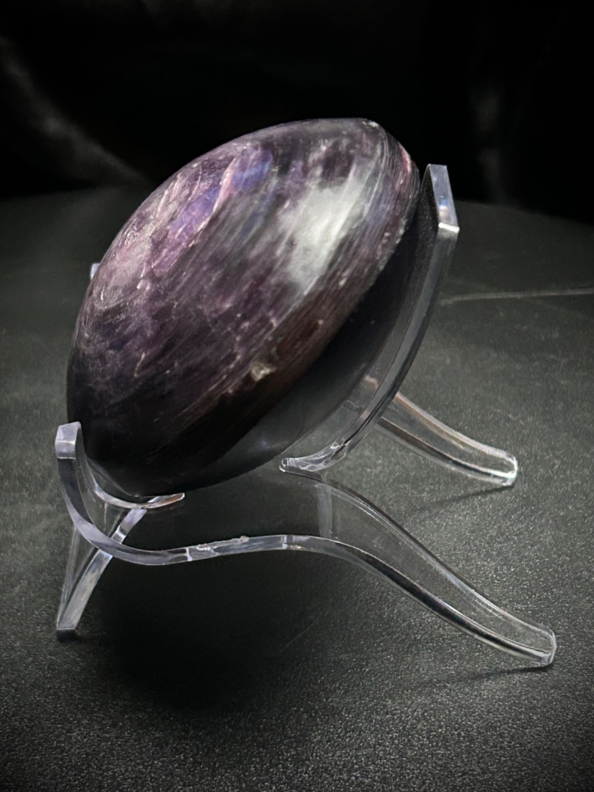 2.85″ Gemmy Lepidolite Freeform With Acrylic Stand 8.4oz (237 grams)