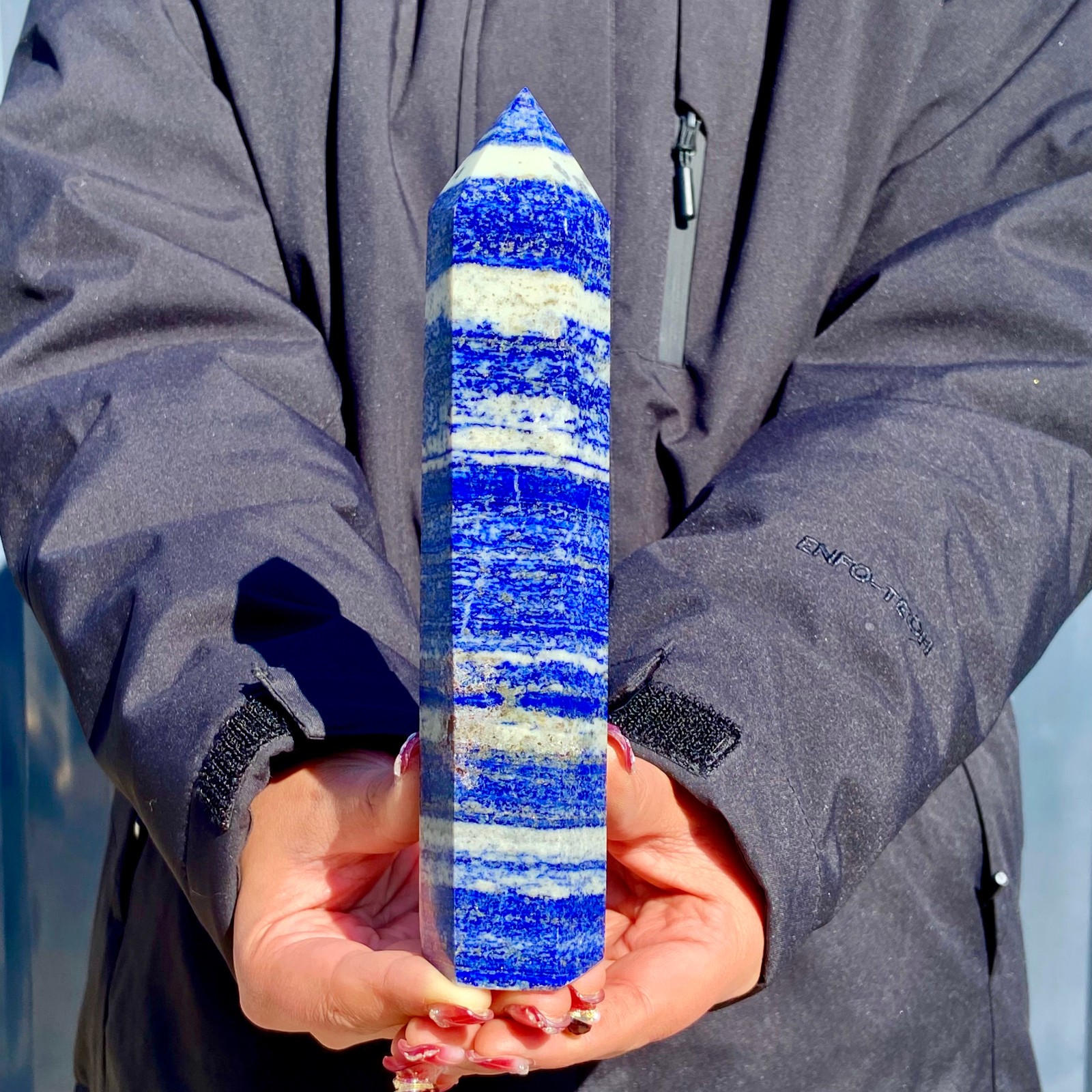 1.23LB Large Natural Lapis lazuli quartz crystal obelisk point wand aura healing