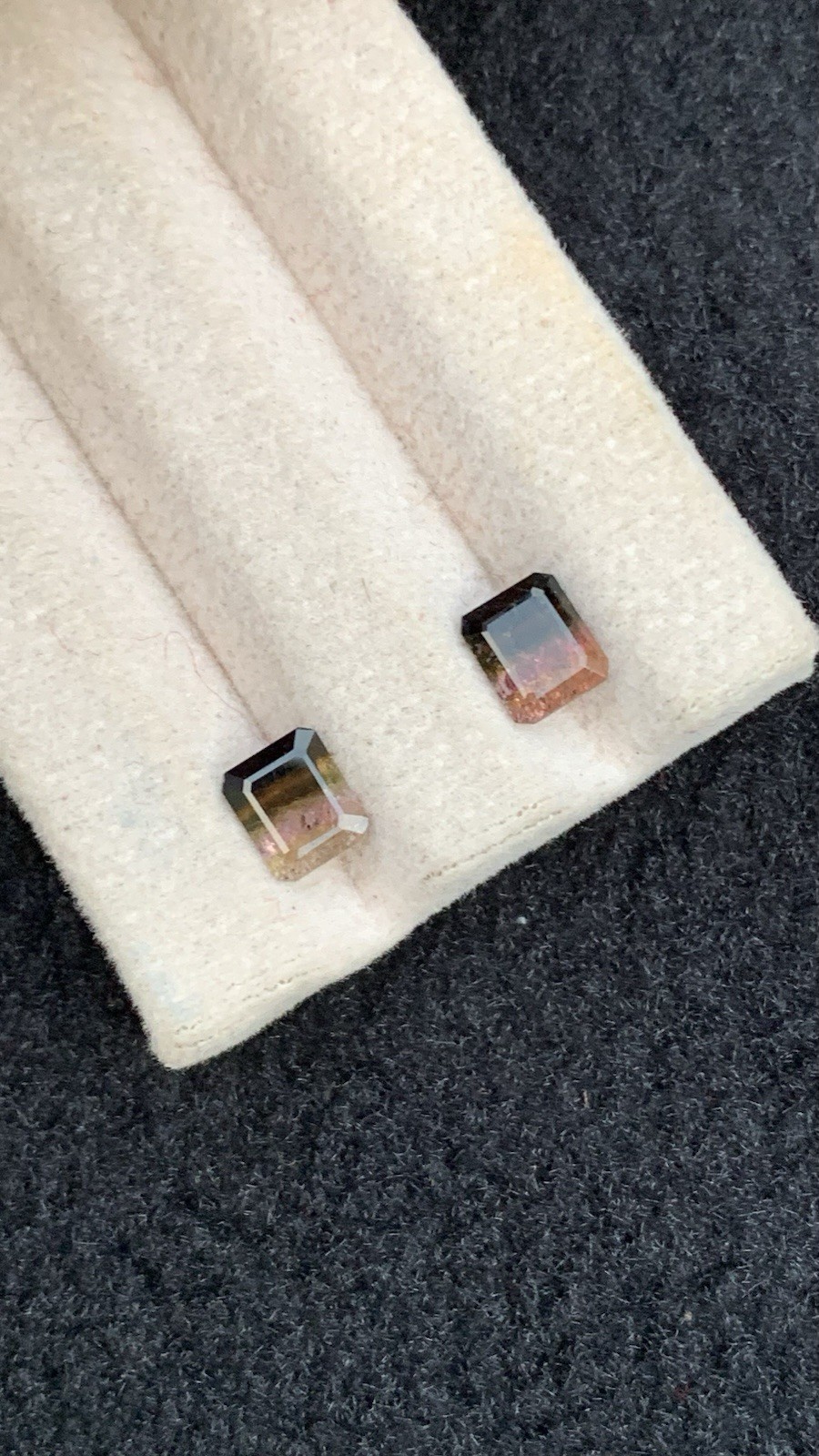 1.70ct natural rare tri colors faceted tourmaline pair 6mm