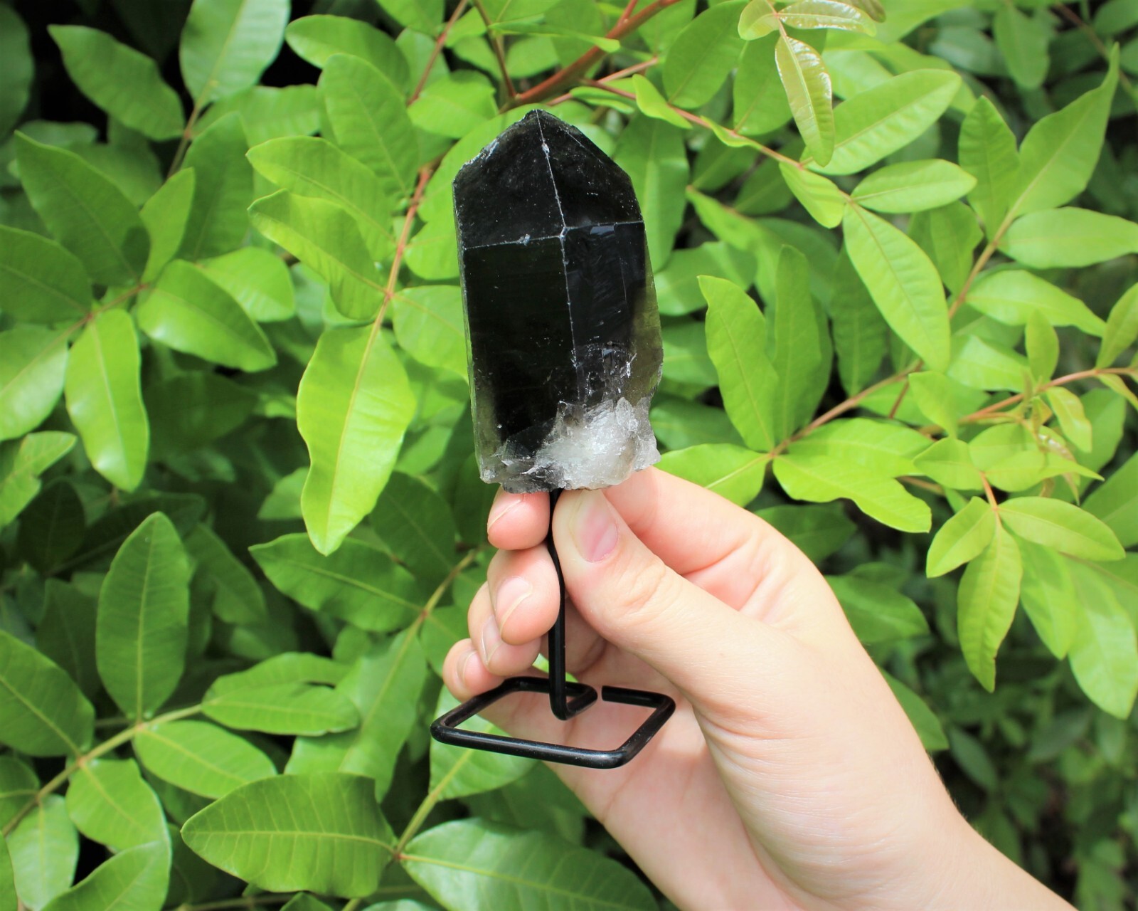 Smoky Quartz Point On Metal Stand, Smokey Quartz Min Pin (Smoky Quartz Crystal)
