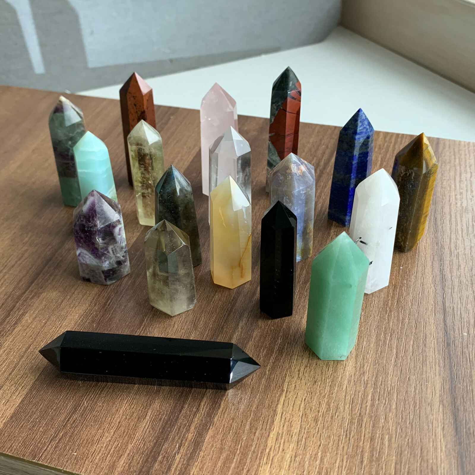 18pcs A lot natural quartz obelisk crystal wand point healing send randomly