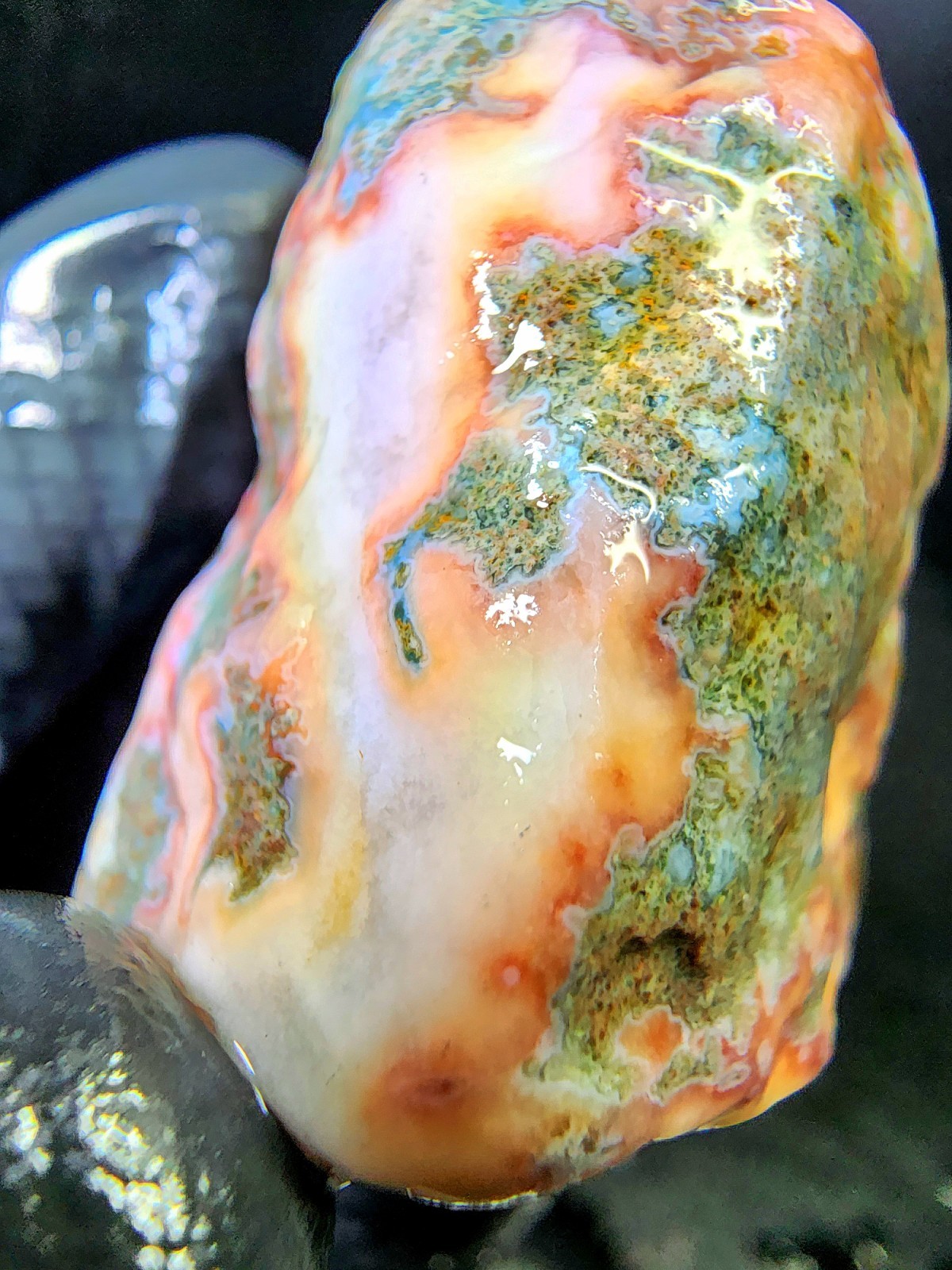 Rare Lake Superior Orbicular Moss Agate – Pink Blue & Green Chalcedony – 2.0 oz