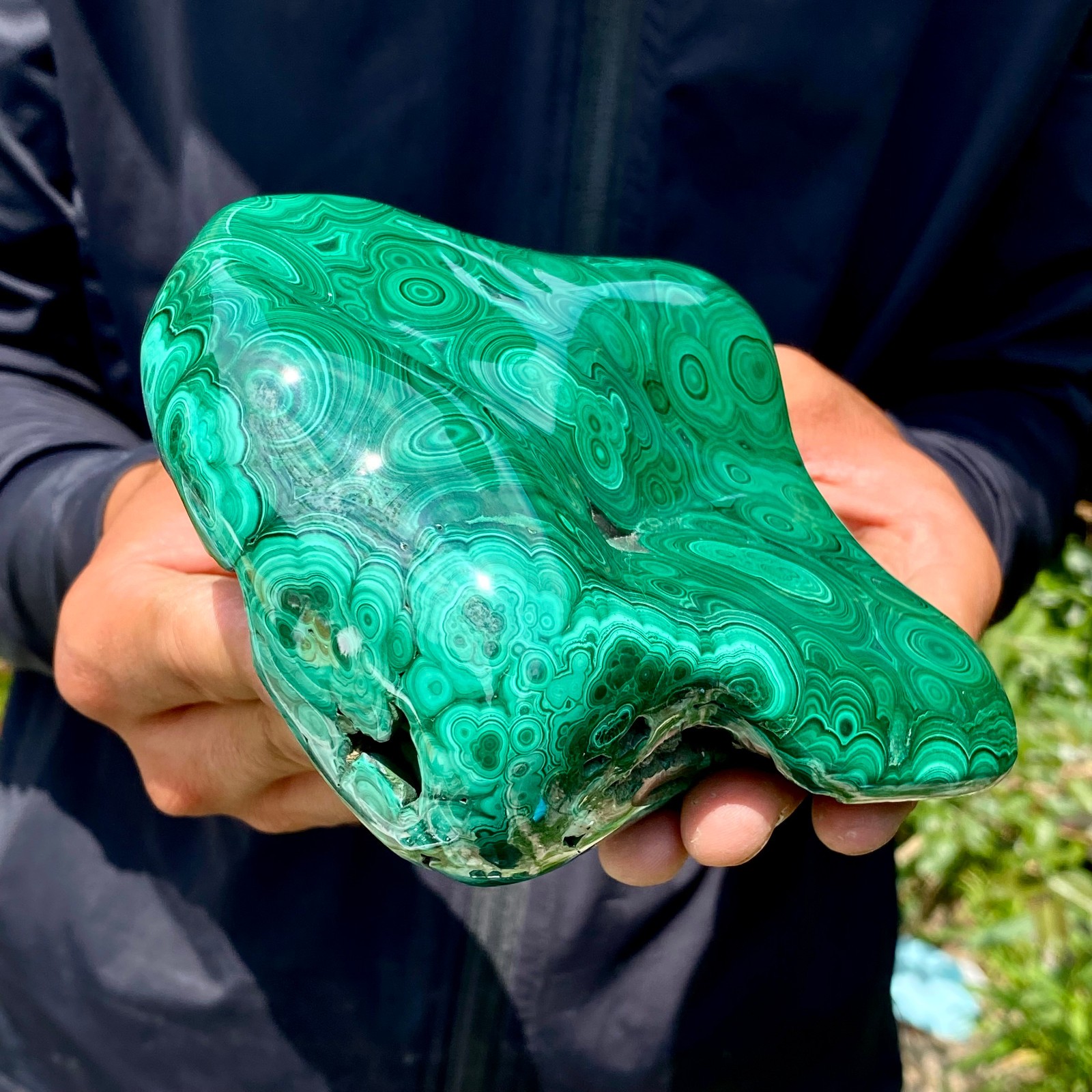 2.4LB Natural Polished Malachite Mineral freeform specimen Reiki Stone Healing