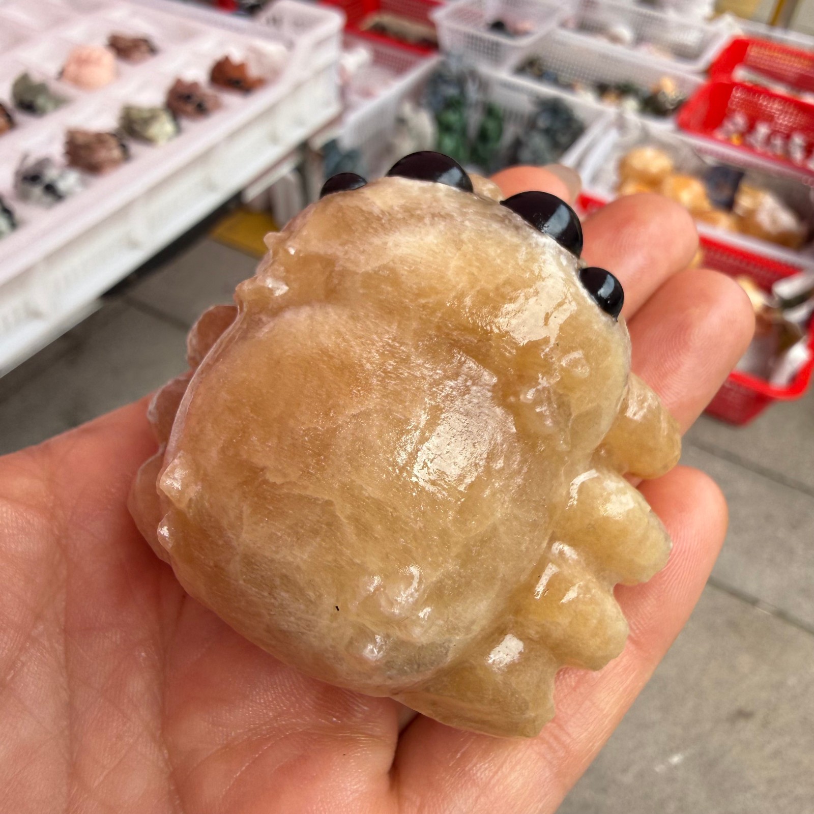 1pc Natural geode stone Quartz Carved Spider Crystal Reiki Decor