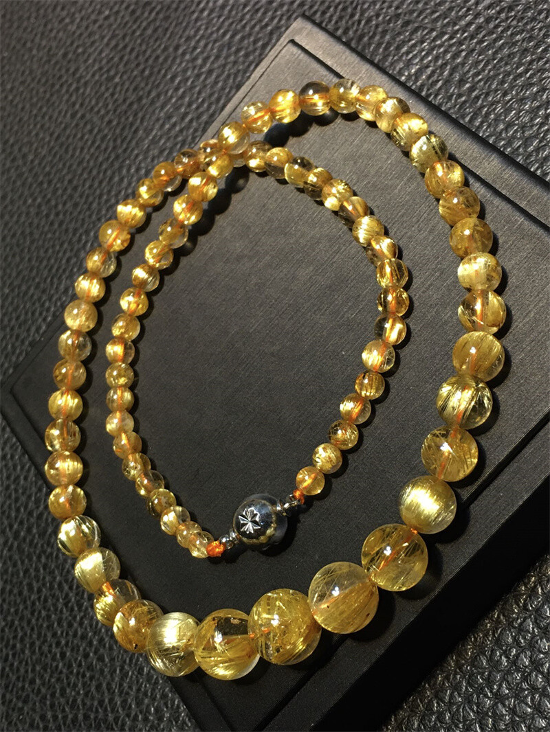 Top Natural Rutilated Quartz Healing Crystal Bracelet Necklace Reiki Gift 30.8g