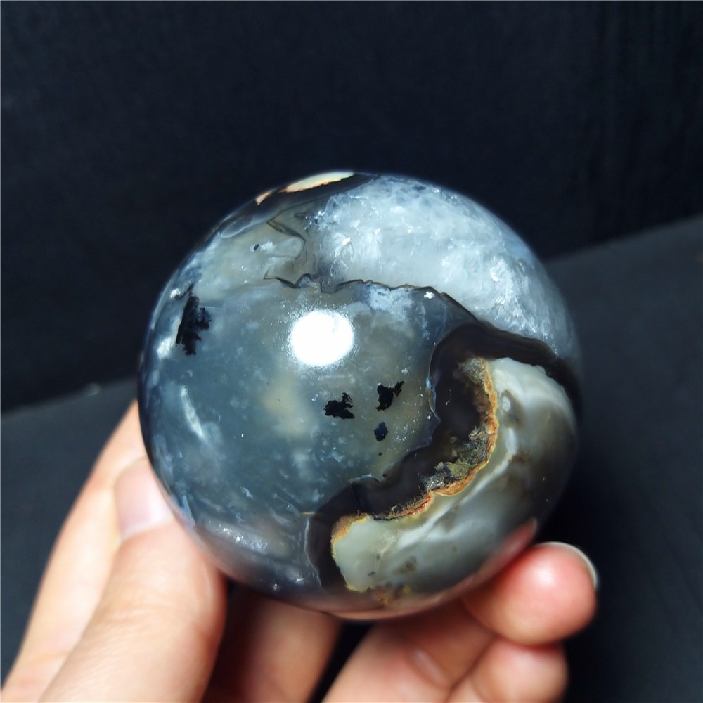RARE 300G 61mm Natural Polishing Colorful Agate Stone Ball Reiki Healing A399