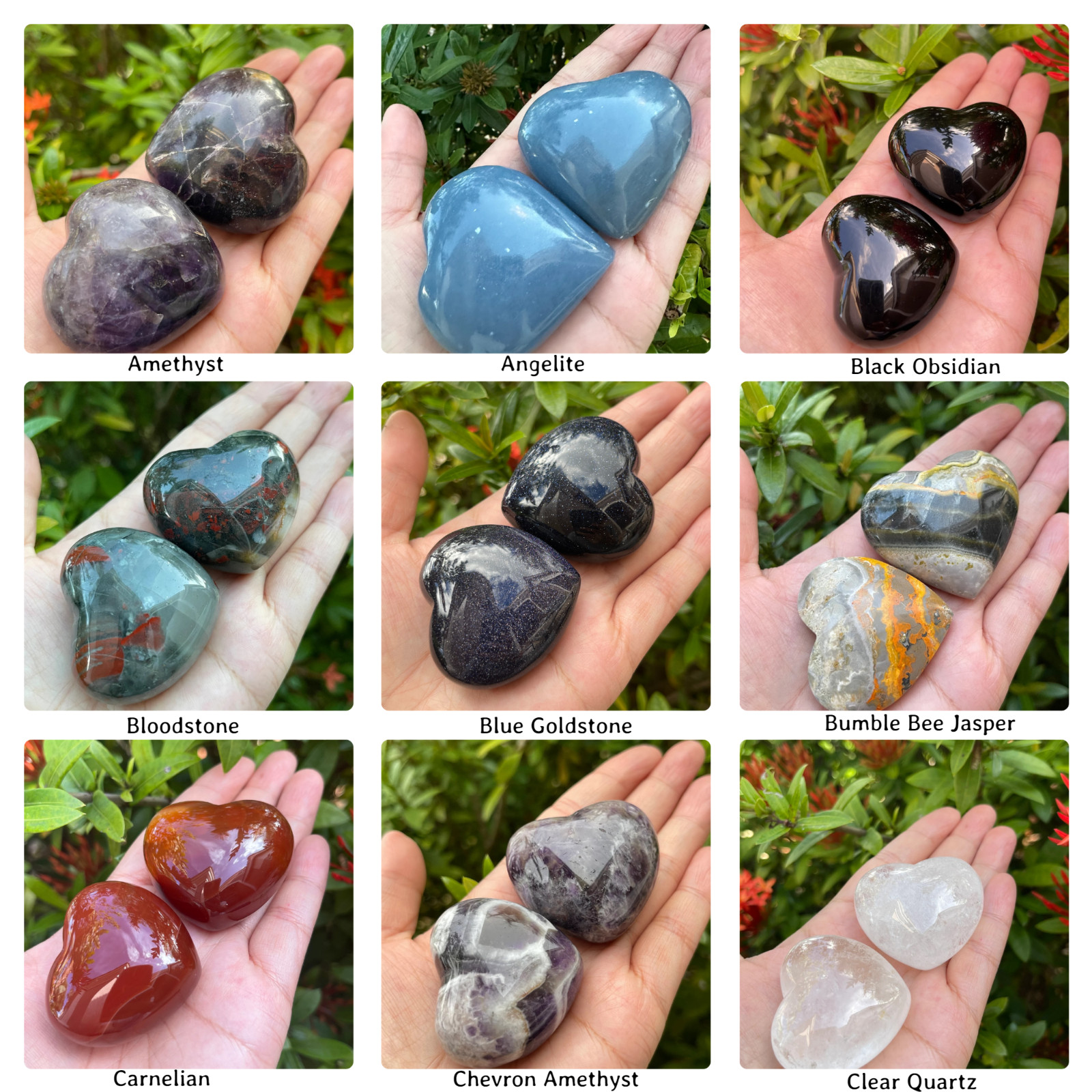 Large Gemstone Heart, 1.75″ Polished Crystals Gemstone Puffy Hearts, Pick a Type