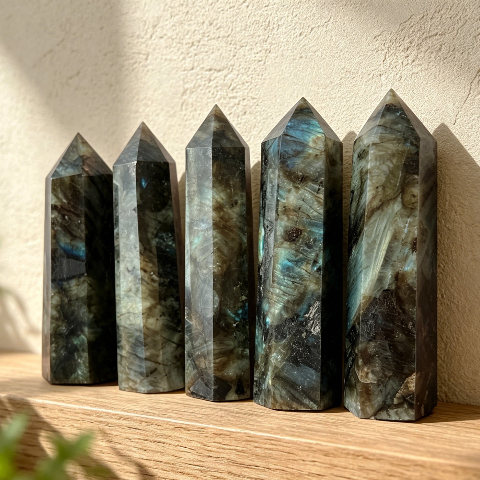 Labradorite Tower Point Blue Flush Healing Crystal Labradorite Obelisk Wand Gift
