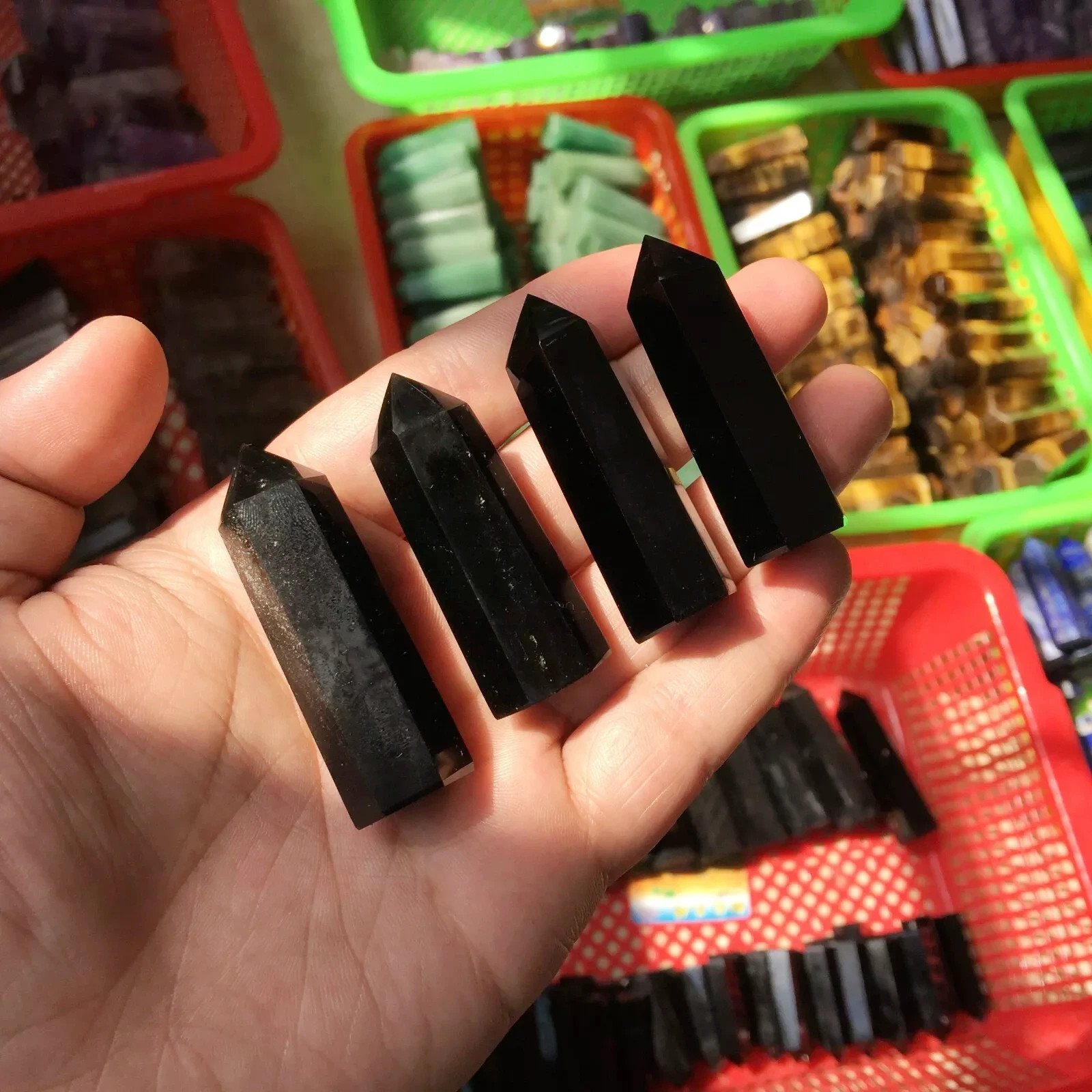 10PCS Natural Obsidian Quartz Obelisk Point Crystal Tower Healing 5-5.5CM