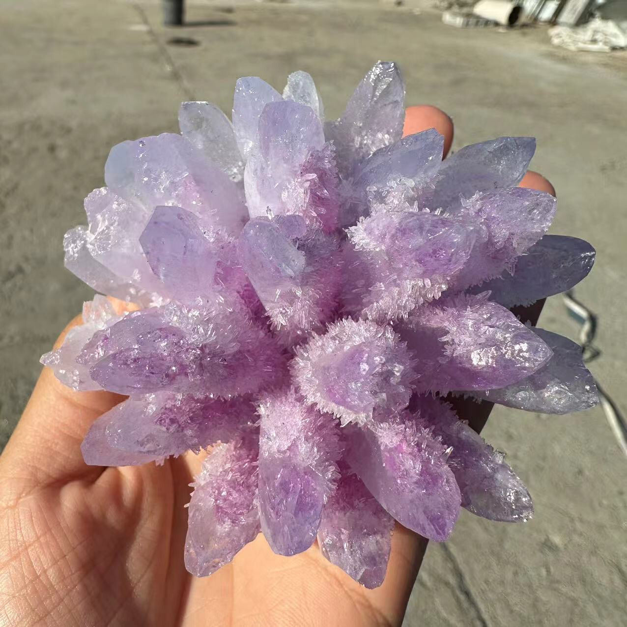 New Find purple pink Phantom Quartz Crystal Cluster Mineral Specimen 300g+