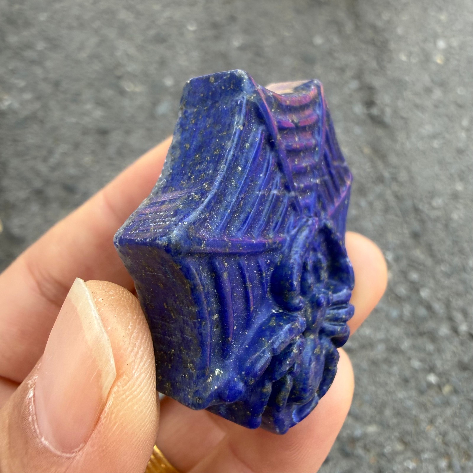 2” Natural Lapis lazuli Quartz Carved Spider skull Crystal Reiki healing 1pc