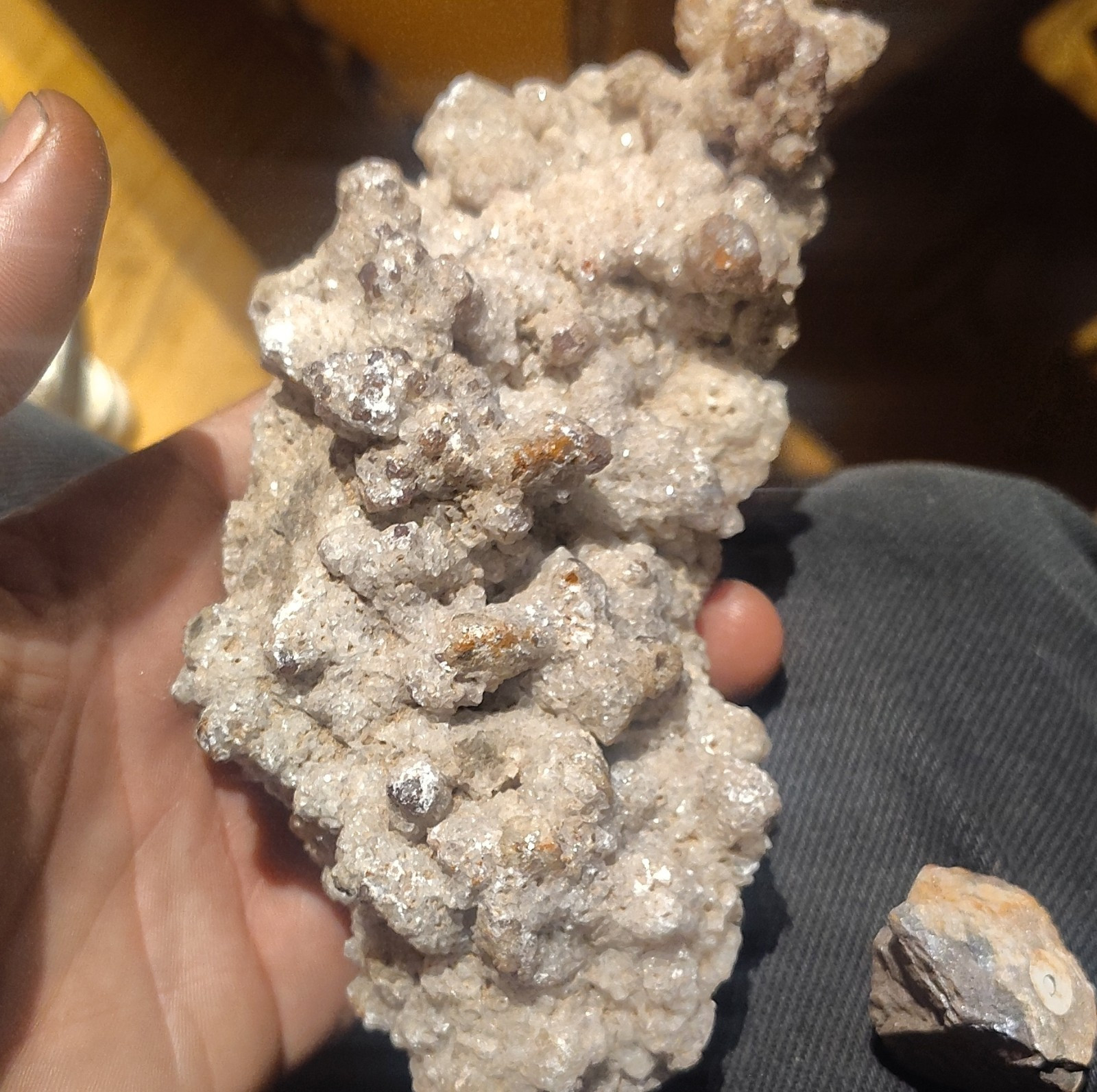 Cluster Mineral Specimen with White and Brown Crystal Formations