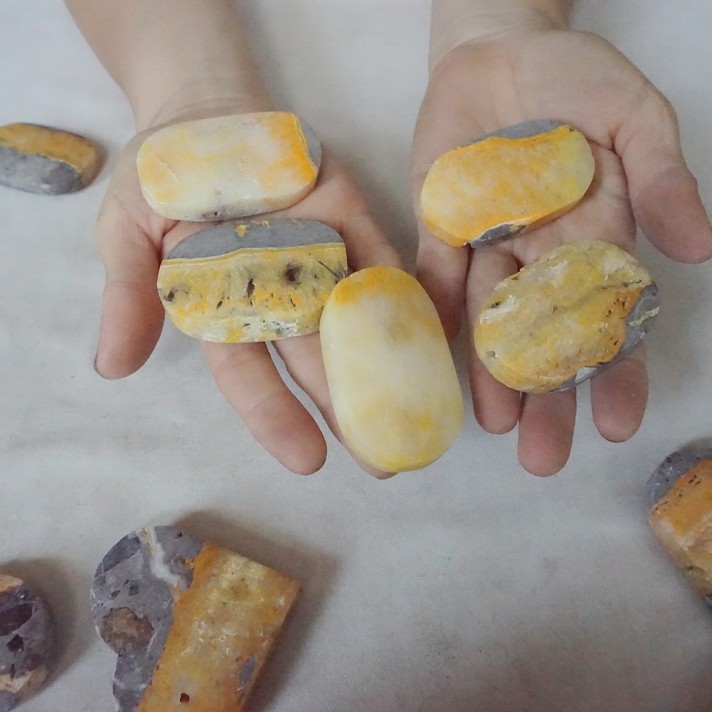 2.2LB 13Pcs Natural Bumble Bee Jasper Quartz Crystal Heart Palm Stone Healing