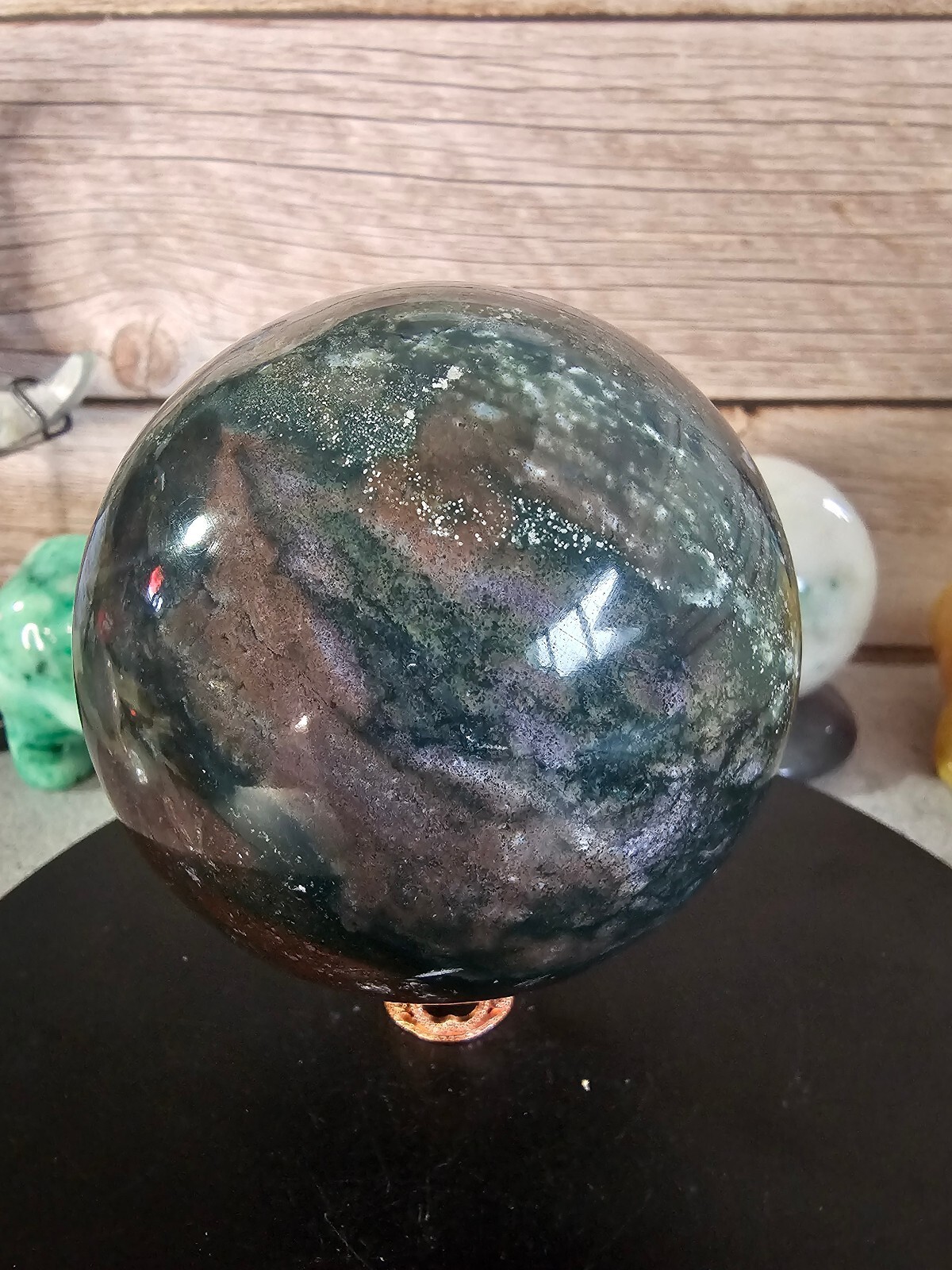 Ocean Jasper Sphere 85mm 1.14lbs Polished Crystal Ball Natural Orbicular Jasper