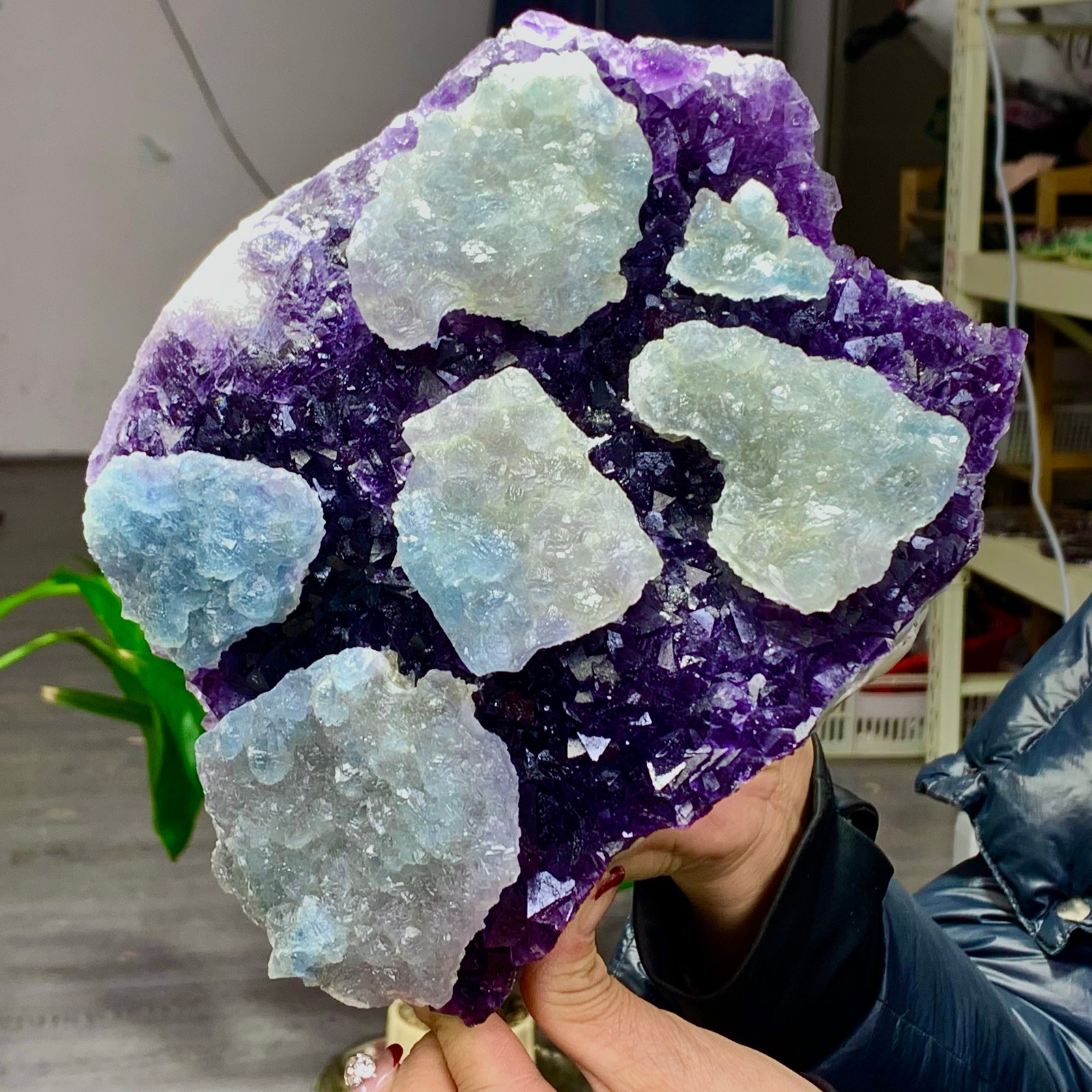 8.6LB Rare Purple Green blue cubic fluorite mineral crystal sample/Zhejiang