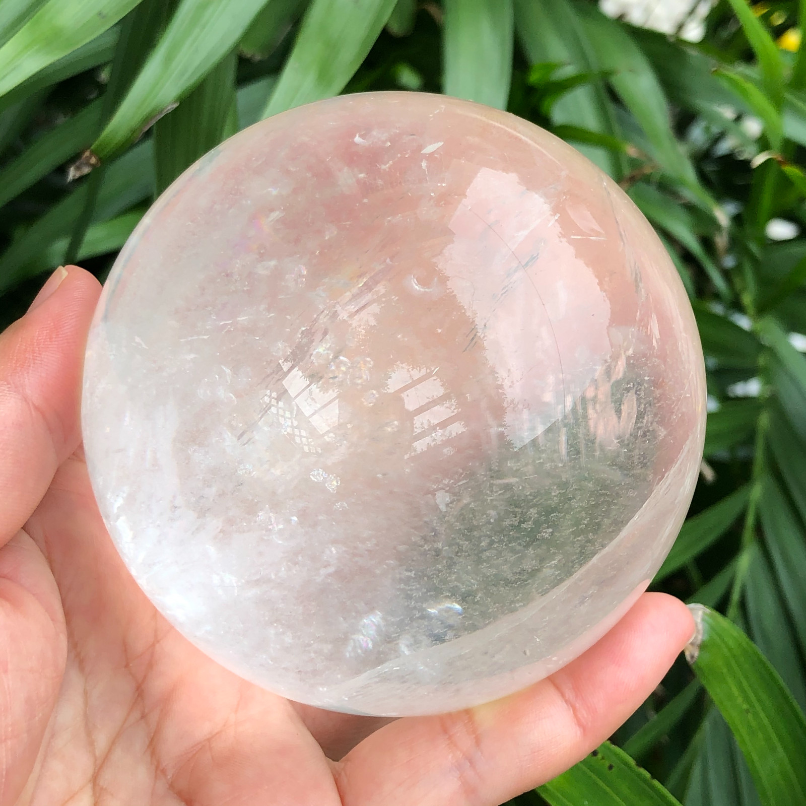 858g white crystal transparent quartz crystal ball Reiki repair 141