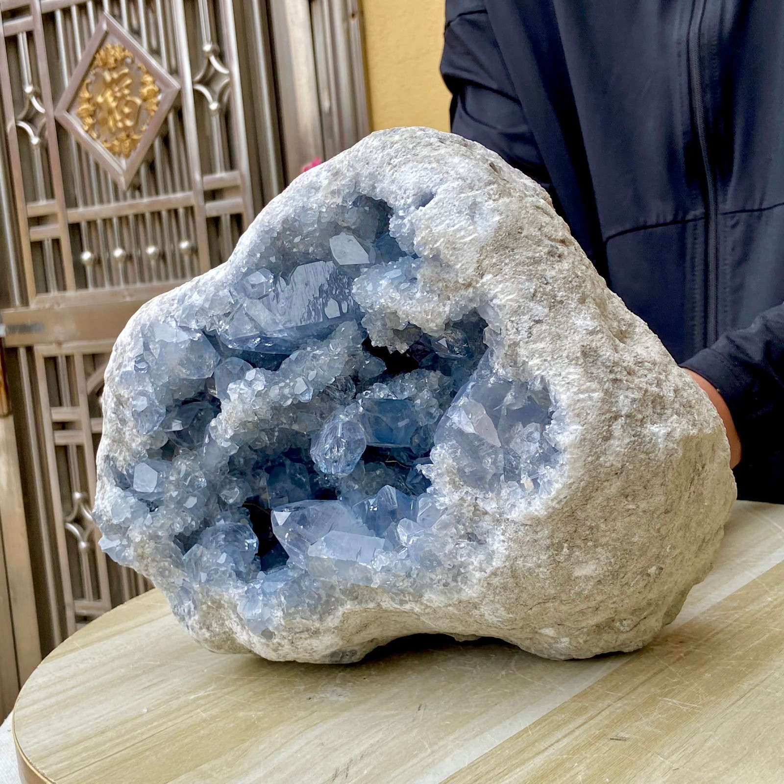 25.35LB Natural Beautiful Blue Celestite Crystal Geode Cave Mineral Specimen