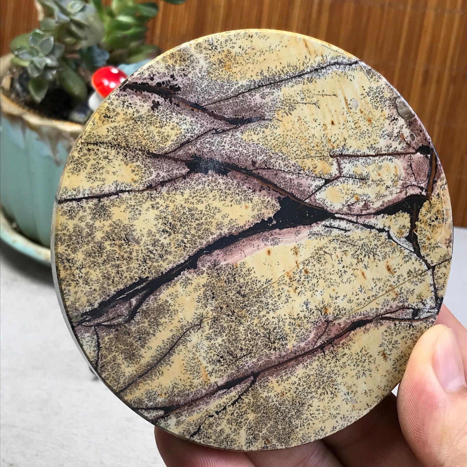 99mm Natural Chinese painting stone crystal ornaments for home decoration A6405