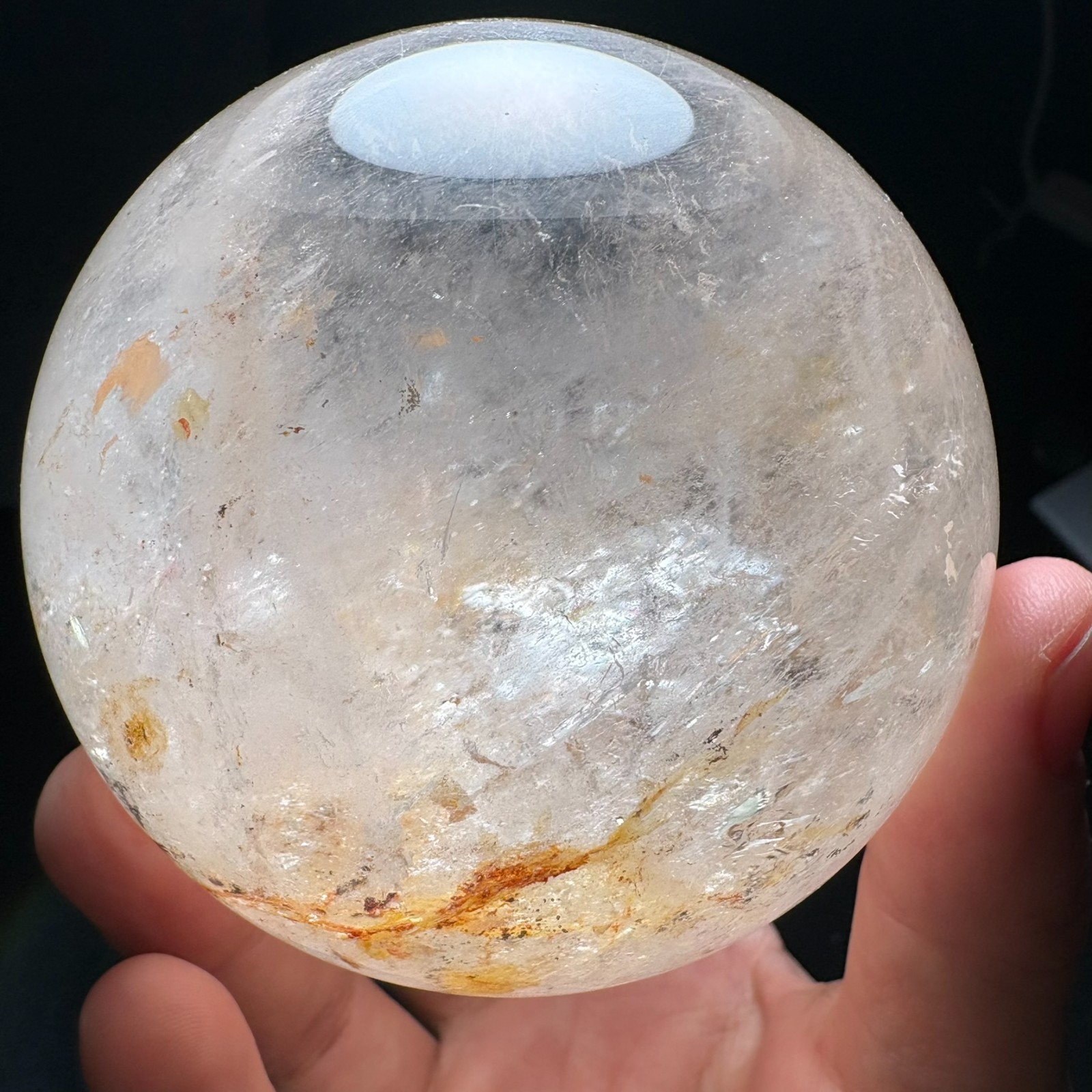 79mm Large Quartz Ball Natural Crystal Sphere w/ USB Light Stand Decoration