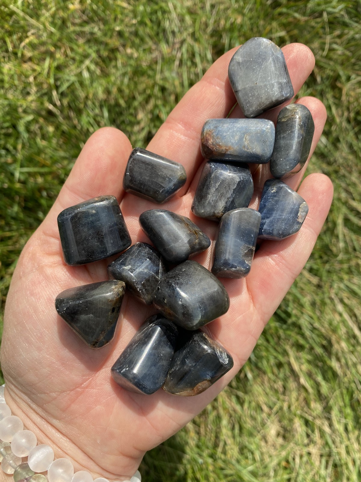 Blue Sapphire Tumbled Stone (Grade A) Natural Blue Sapphire Gemstone from India