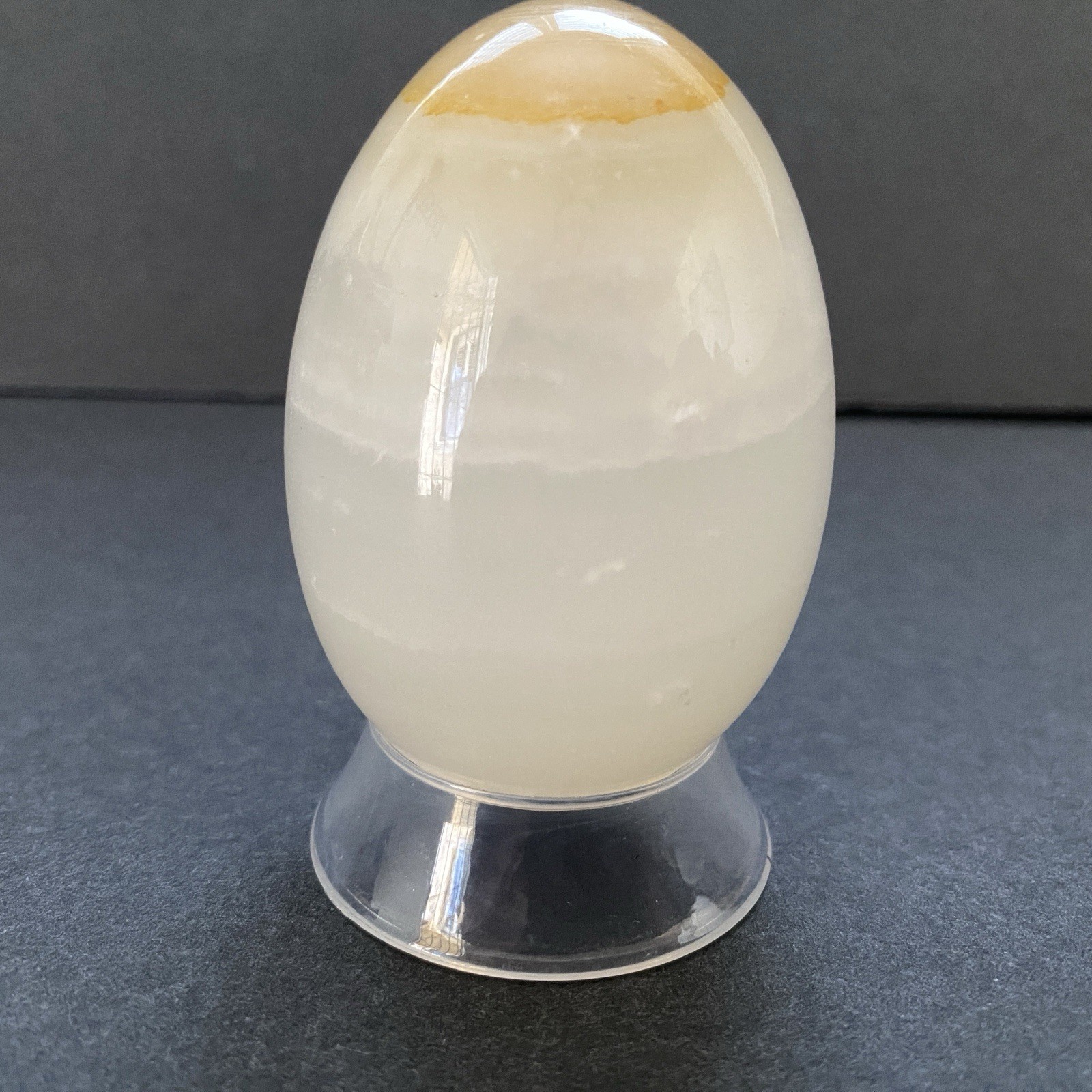 Natural Onyx Stone Egg With Stand Hand Polished Banded Agate Calcite Crystal