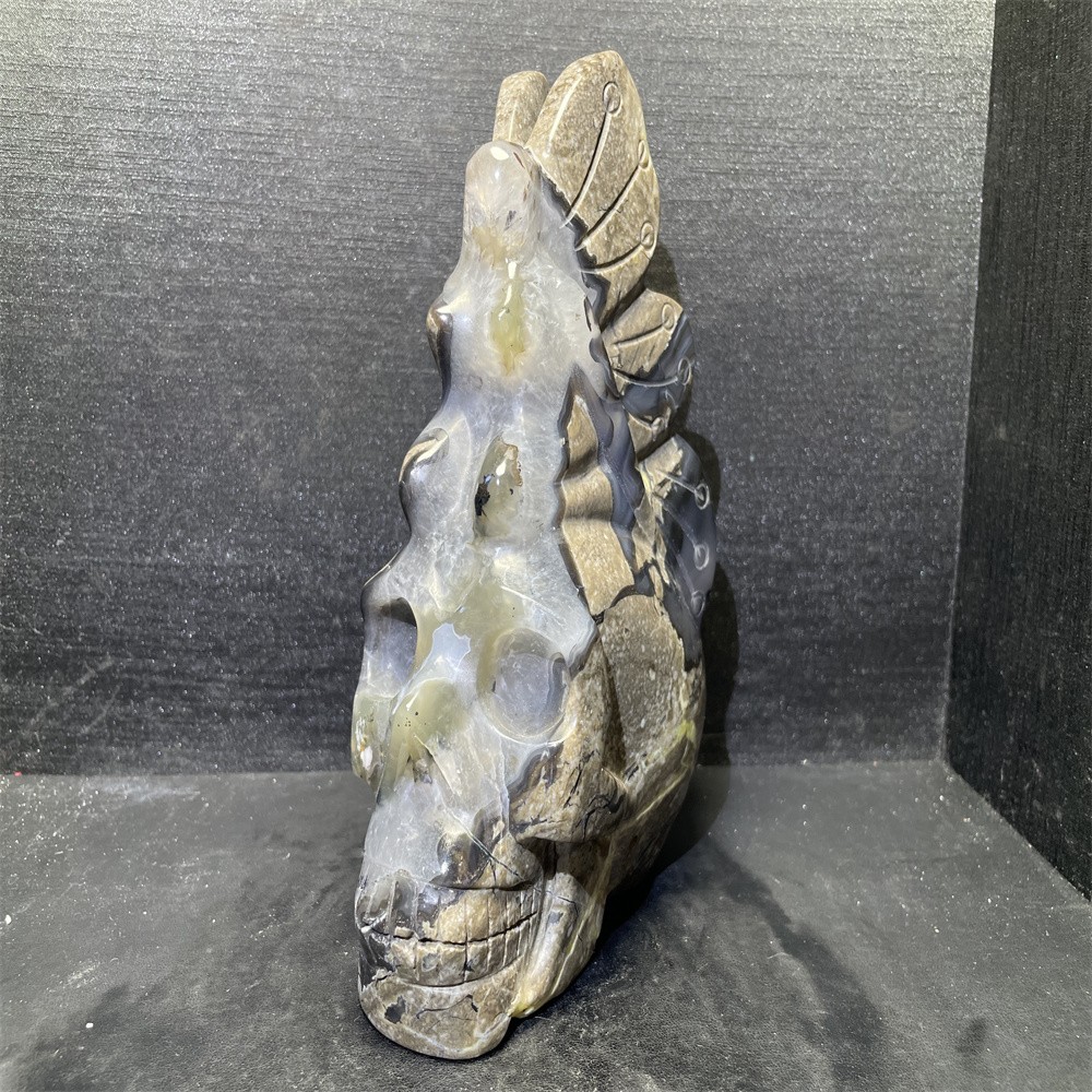 4.5LB 7.6”Natural UV Agate Fairy Carving Ornament Quartz Crystal Carving Gift