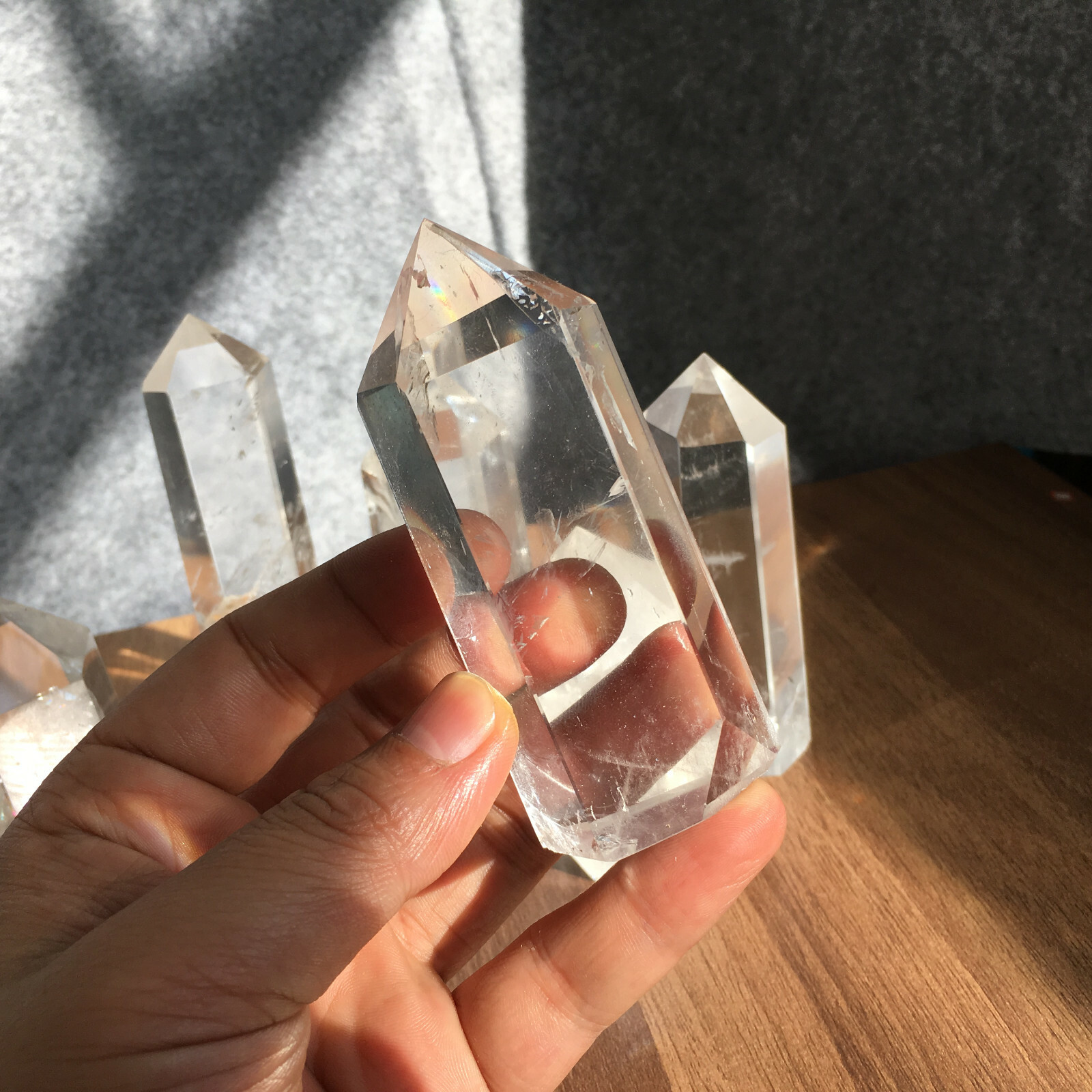 6PCS Natural clear quartz obelisk crystal WAND point healing random